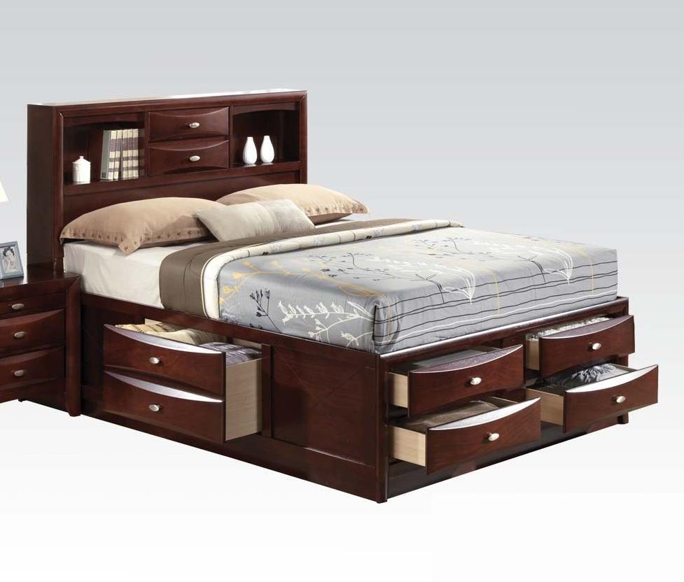 Acme Ireland Queen Size Storage Bed Frame with Drawers - Brown Wooden Platform Bed for Bedroom - Spacious Underbed Storage Solution for Small Spaces & Master Bedrooms