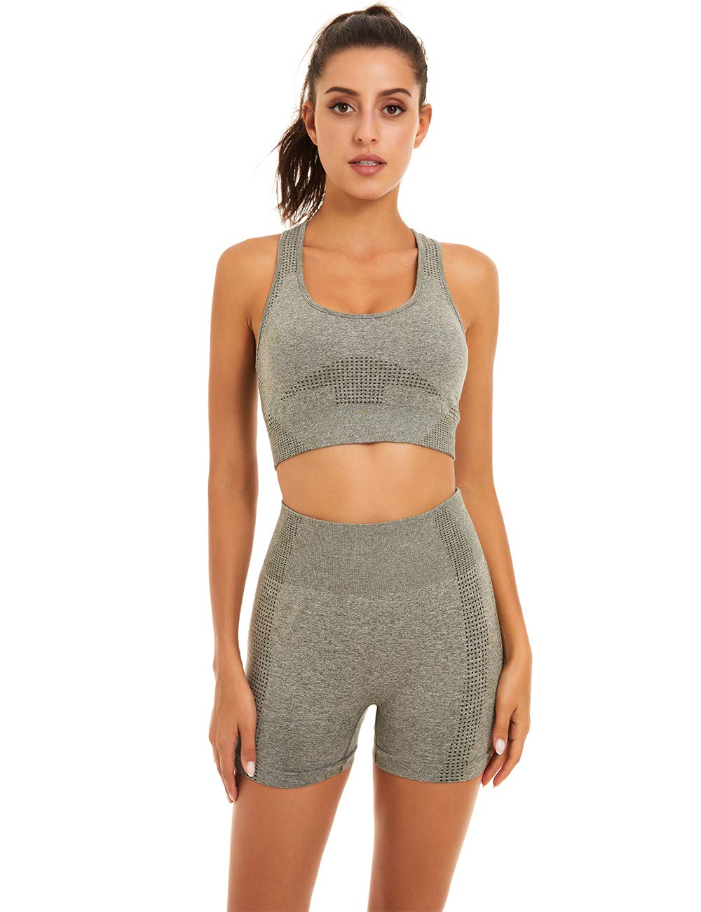 Women's Seamless Yoga Workout Set - 2 Piece Outfits with Gym Shorts & Sports Bra | Perfect for Yoga, Gym, Running & Fitness Training