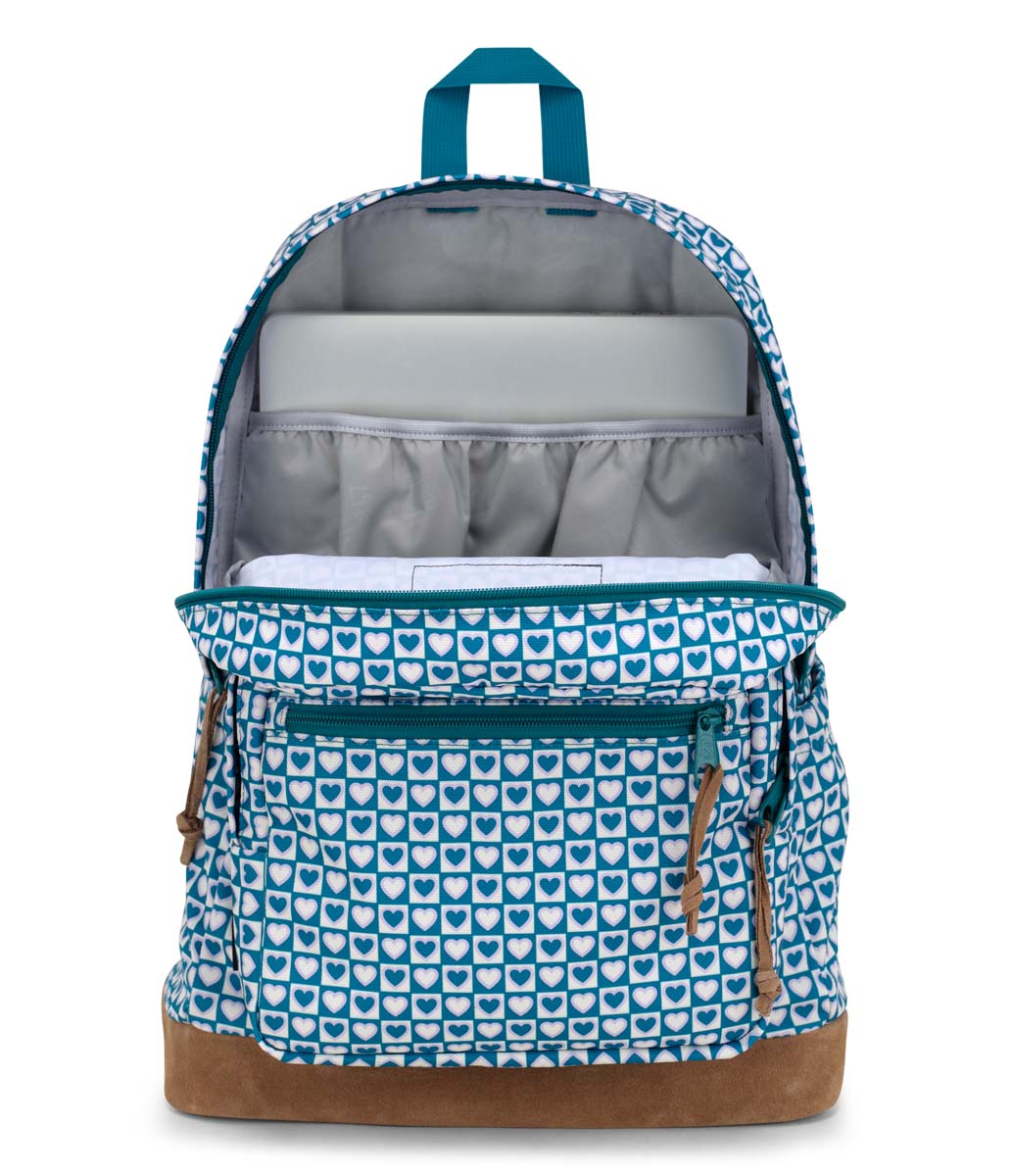 JanSport Right Pack Backpack - Hyped Hearts Green | Durable School & College Backpack for Students, Travel & Outdoor Adventures