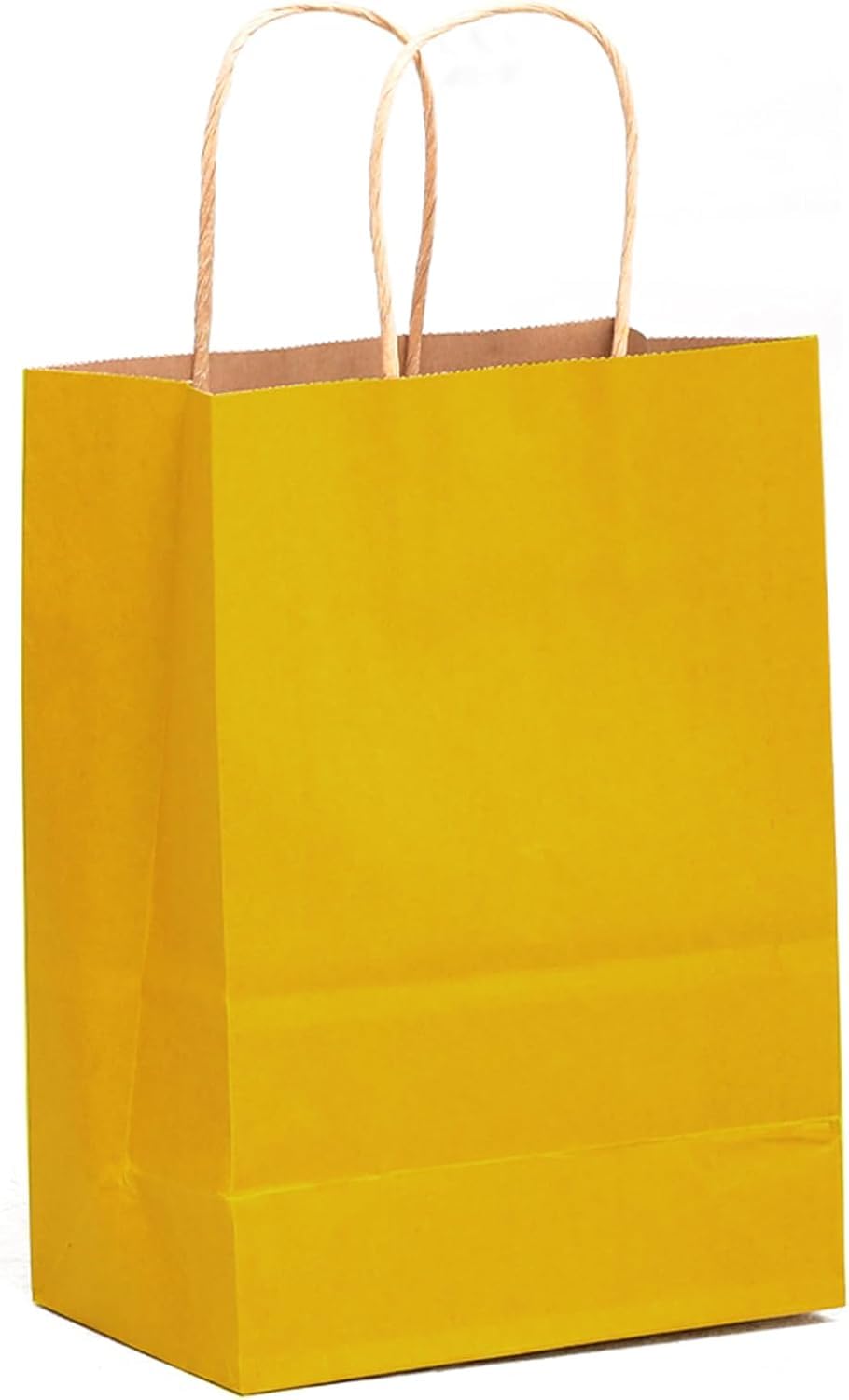 qiqee 32-Pack Bright Yellow Paper Gift Bags with Handles - 8.26×6×3.15 Inches Small Bulk Gift Bags for Party Favors, Birthday Gifts, Wedding Favors & Holiday Presents