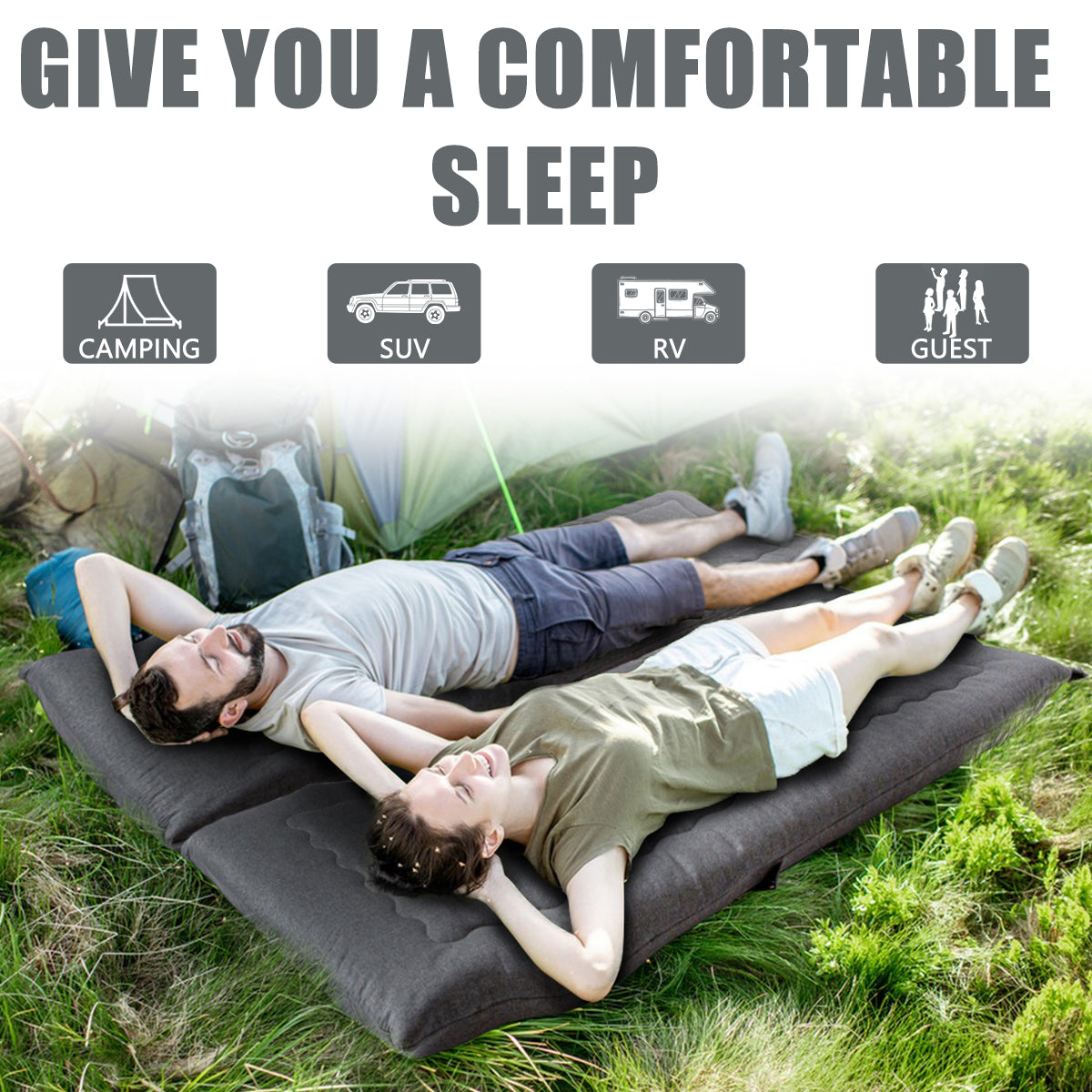 MAXYOYO Roll Up Camping Mattress - Portable Foldable Futon Mattress for Outdoor & Indoor Use, Lightweight with Carry Handle, Dark Grey - Perfect for Camping, Hiking, Travel and Guest Bedding