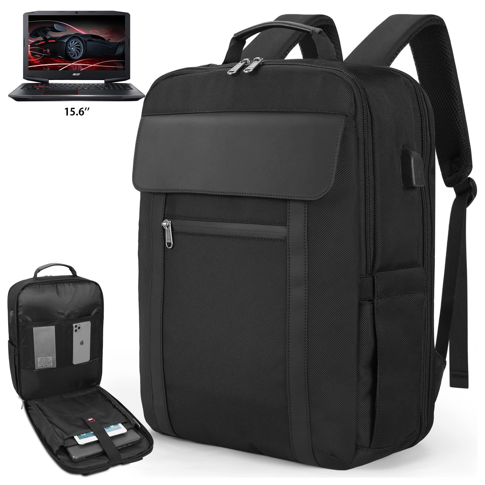 TSA Approved 15.6 Inch Carry On Backpack - 30L Flight Friendly Laptop Backpack for Men & Women, Business Travel & Weekender Overnight Bag - Perfect for Air Travel, Commuting & Daily Use (Black)