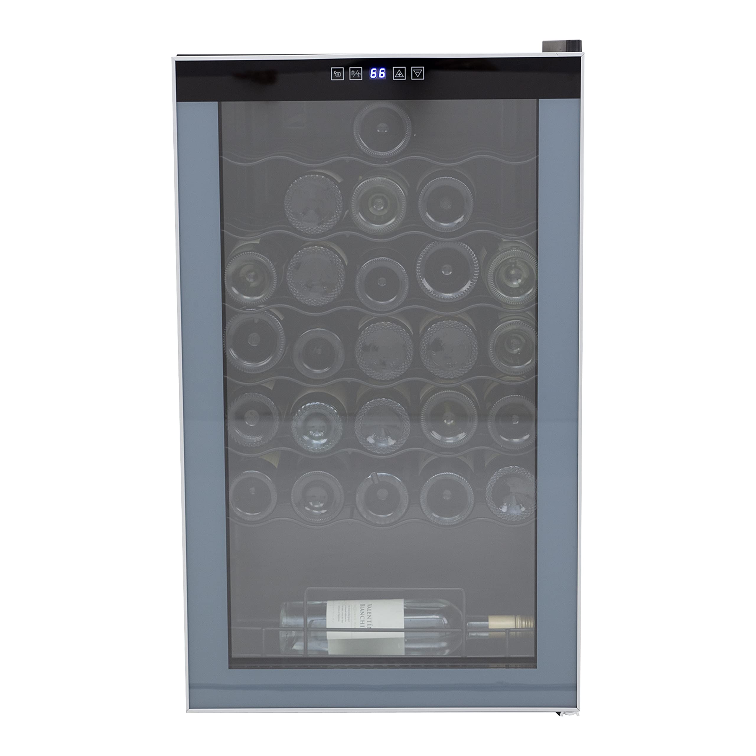 Avanti 34 Bottle Freestanding Wine Cooler with Temperature Control - Single Zone Stainless Steel Wine Refrigerator with Glass Door, Black - Perfect for Home Bars, Restaurants, and Wine Cellars
