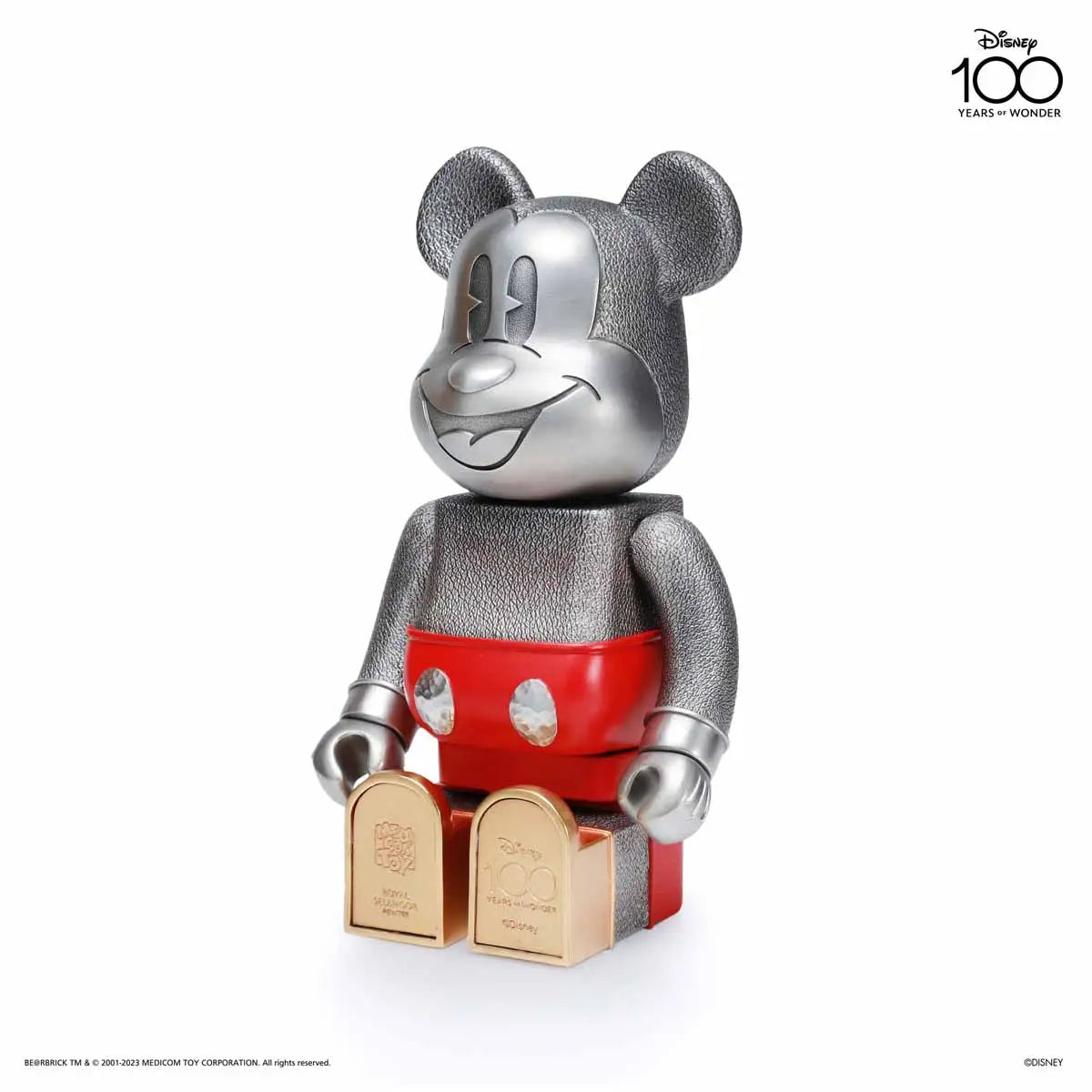 BE@RBRICK MICKEY MOUSE DISNEY 100th ANNIVERSARY X ROYAL SELANGOR Collectible Figure - Limited Edition Disney Collectors Item for Home Decor & Display
