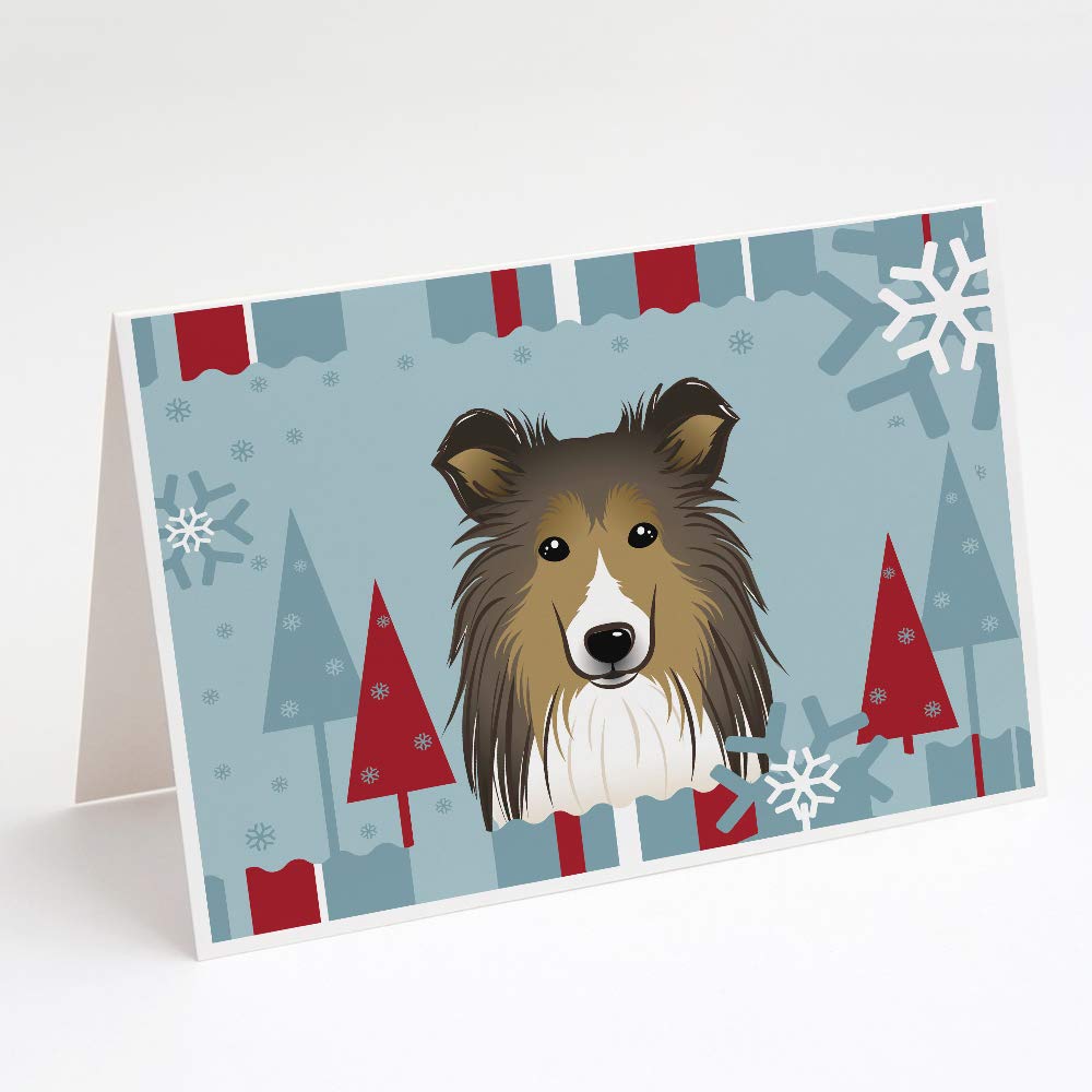 Winter Holiday Sheltie Greeting Cards - Pack of 8 Blank A7 Note Cards (5x7 inches) with Envelopes | Whimsical Christmas Dog Stationery for Holiday Greetings, Thank You Notes & Festive Correspondence