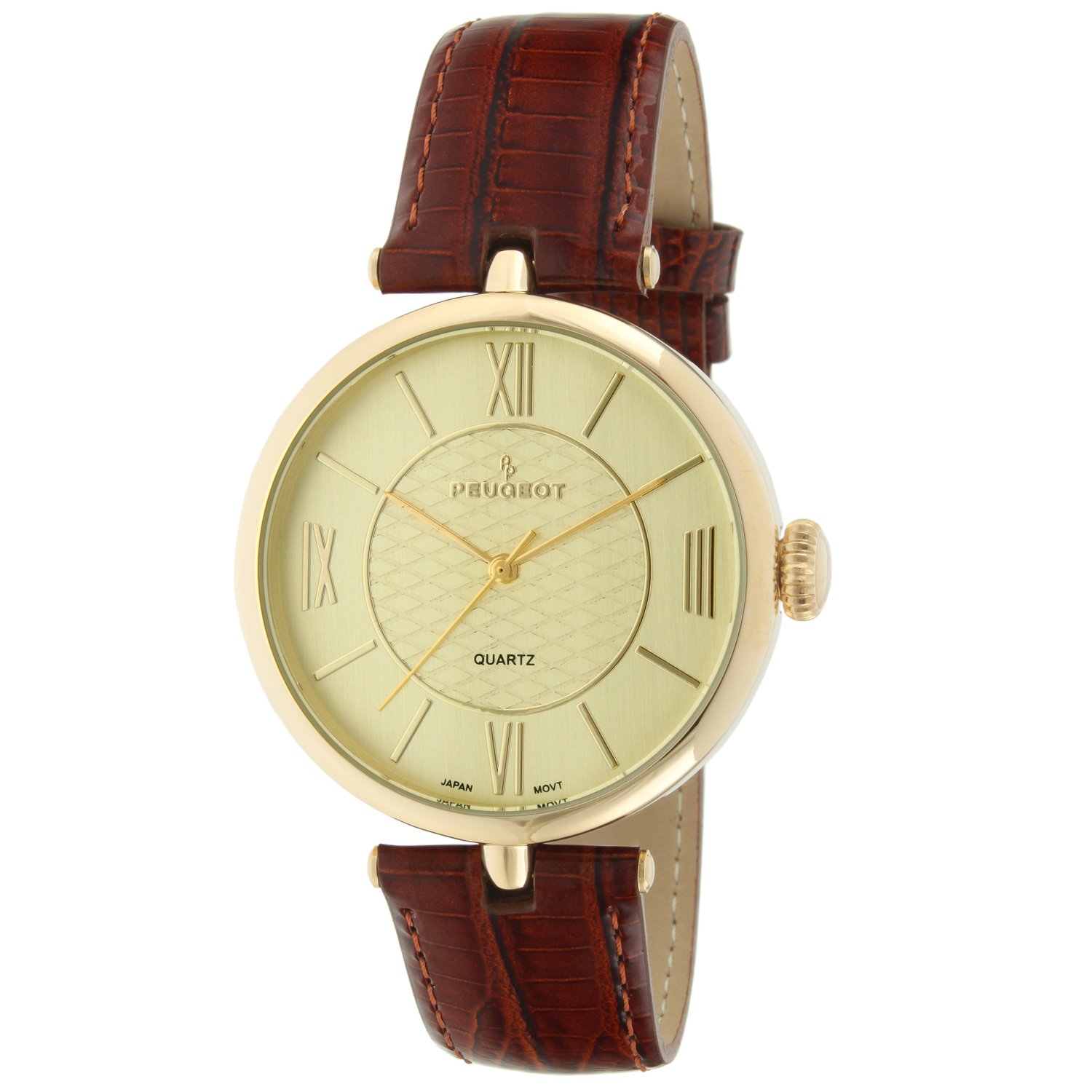 Peugeot PP Women's Large Face Watch with Easy-to-Read Roman Numerals & Genuine Leather Band - Perfect for Business, Casual Wear & Special Occasions