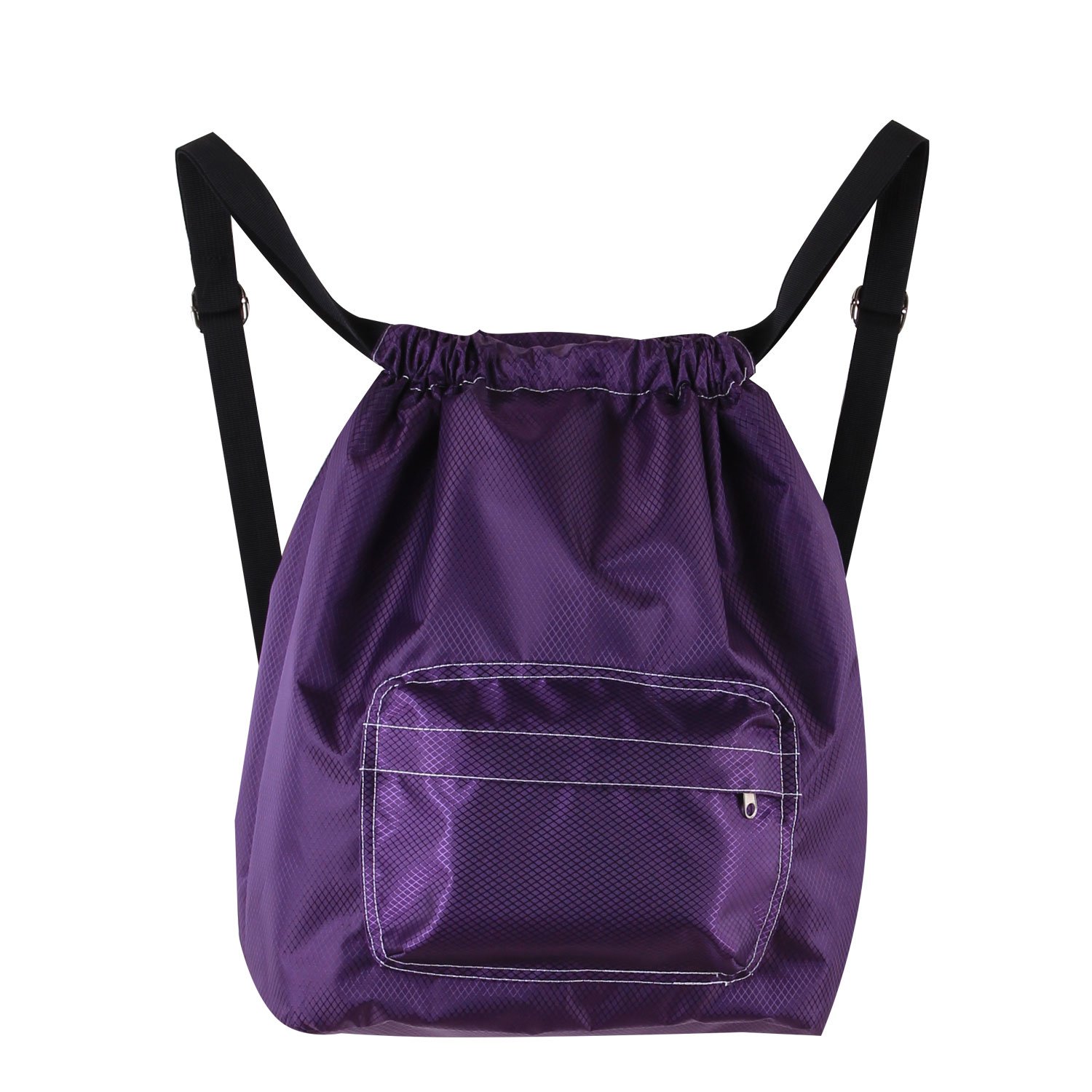 **Waterproof Beach Bag - Dry Wet Separated Gym & Swim Backpack for Men, Women & Kids - Lightweight Drawstring Rucksack for Swimming, School & Travel (Purple)**