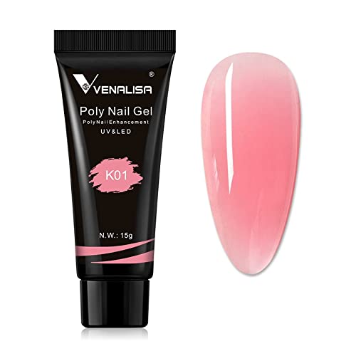 Venalisa Poly Builder Gel - 15g Professional Acrylic Nail Extension Gel Polish (Color K01) for Strong, Long-Lasting Manicures at Home & Salon