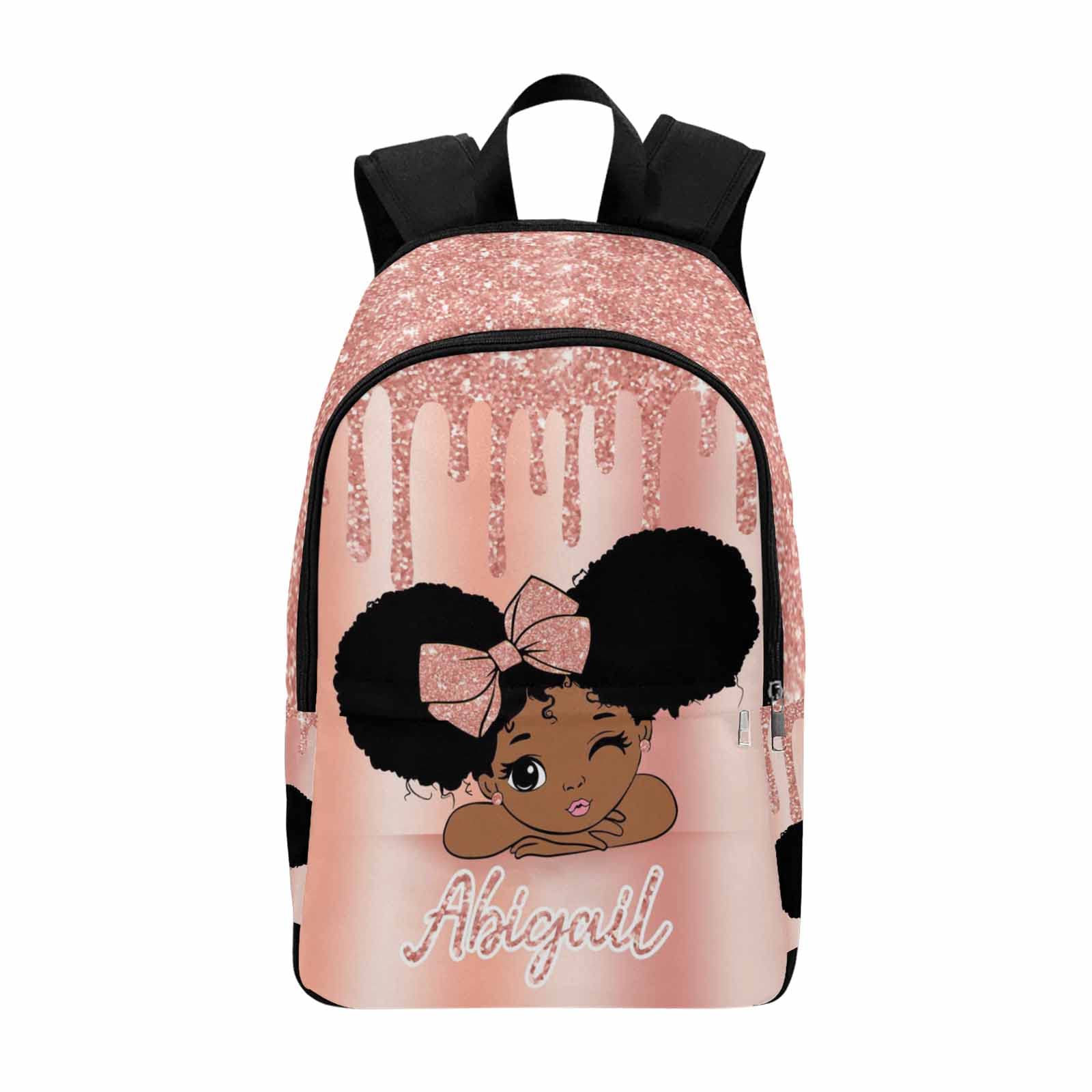 Personalized Afro Girl Backpack - Custom Name School Bag for Kids