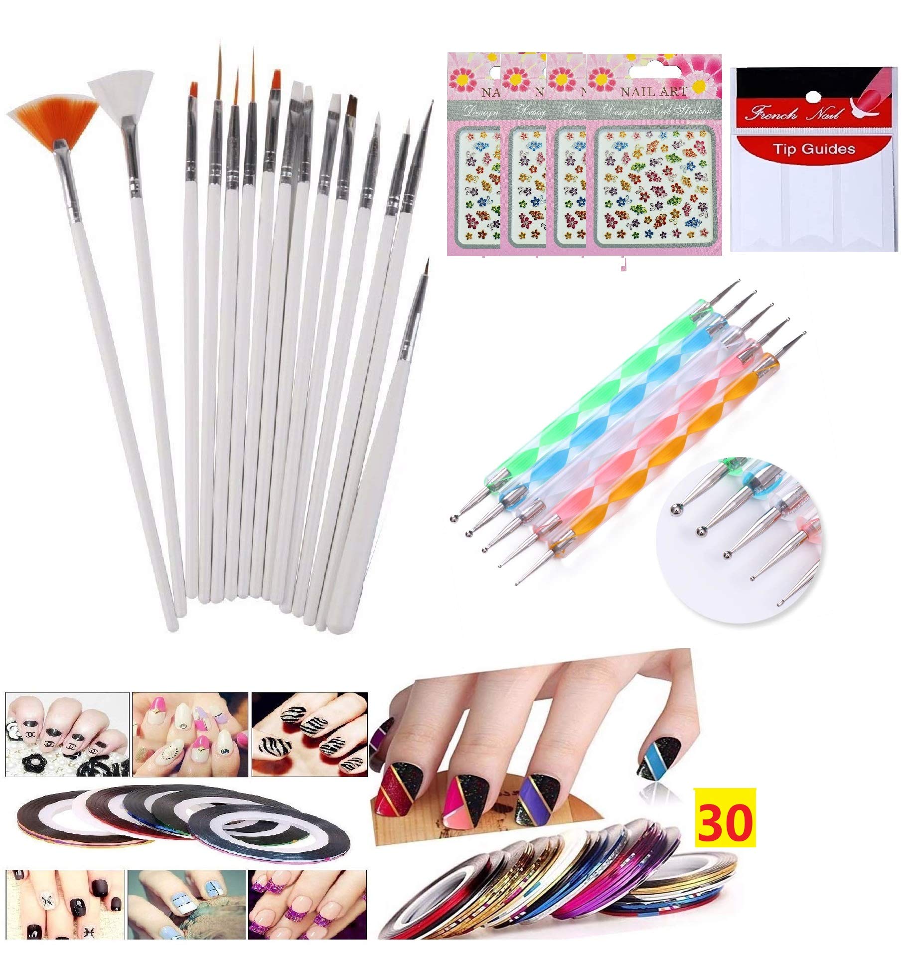 **Trexee 55-Piece 3D Nail Art Kit with Nail Art Pens, Brushes, Polish, Striping Tapes & Stickers – Professional Nail Design Set for DIY Manicure, Salon & Home Use**