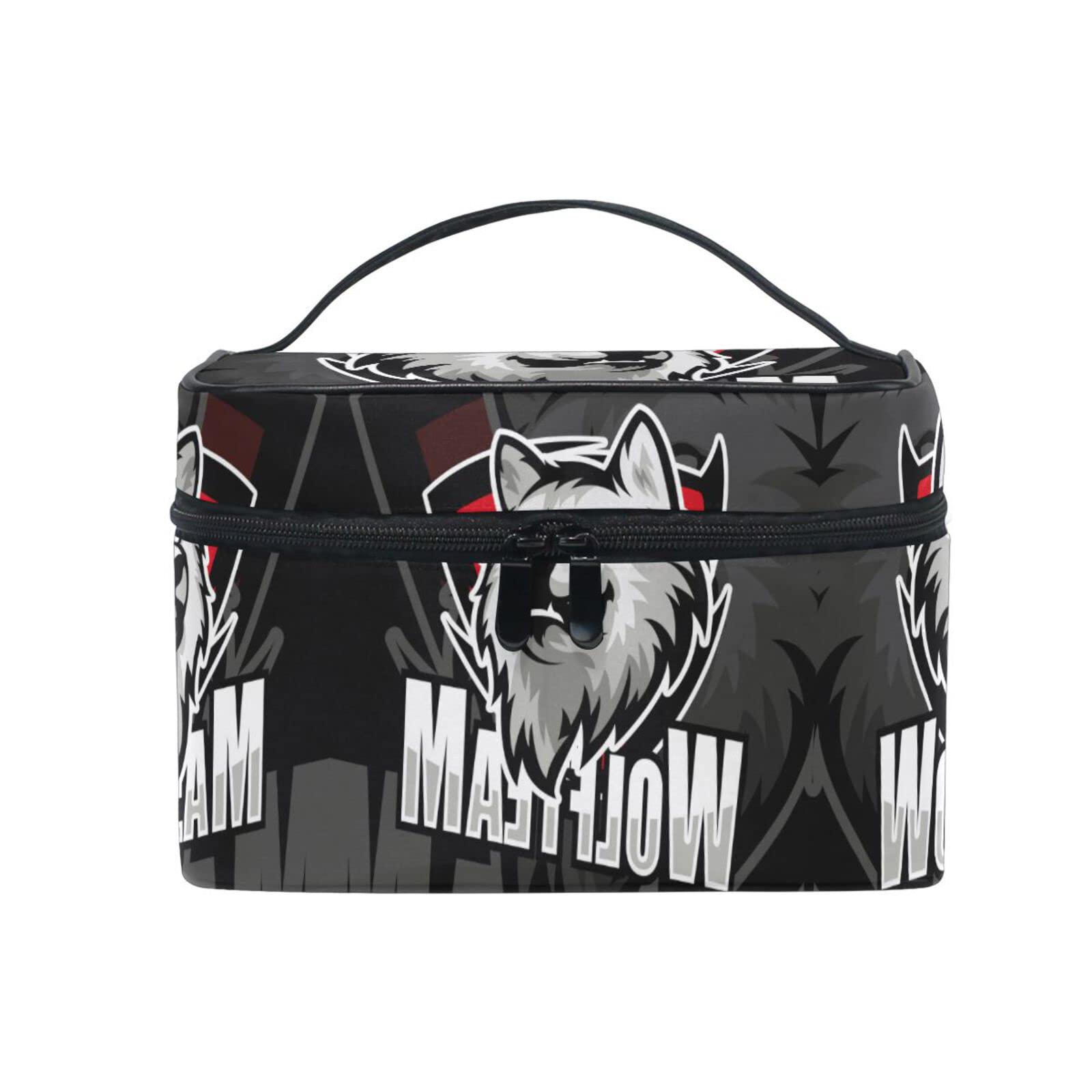 Wolf Animal Black Cartoon Makeup Bag - Cute Zippered Cosmetic Organizer Pouch for Women & Girls | Perfect for Travel, Gym, and Daily Beauty Essentials Storage