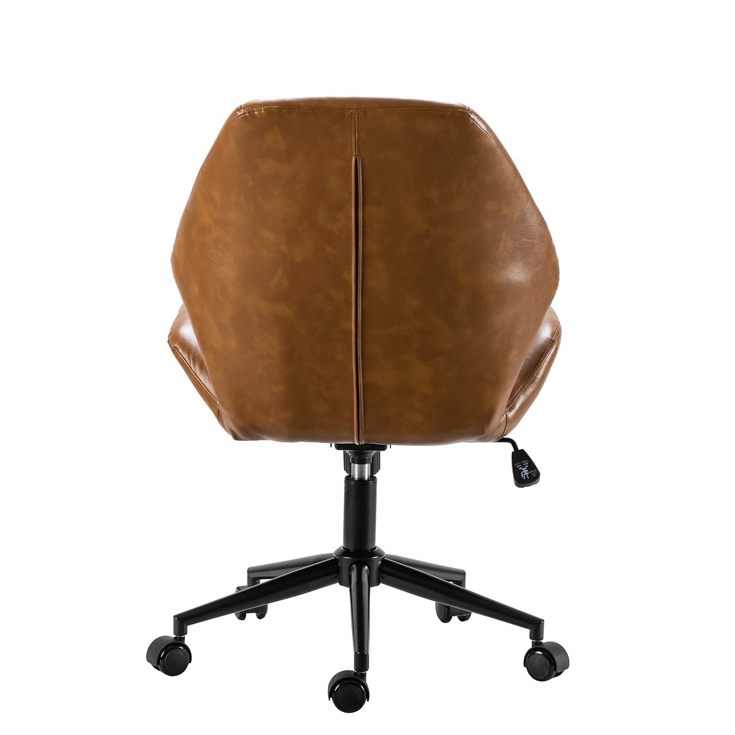 HULALAHOME PU Leather Office Chair Armless - Ergonomic Mid-Back Desk Chair with 5 Rolling Casters for Home Office, Study & Living Room - Camel Color Comfortable Seating Solution