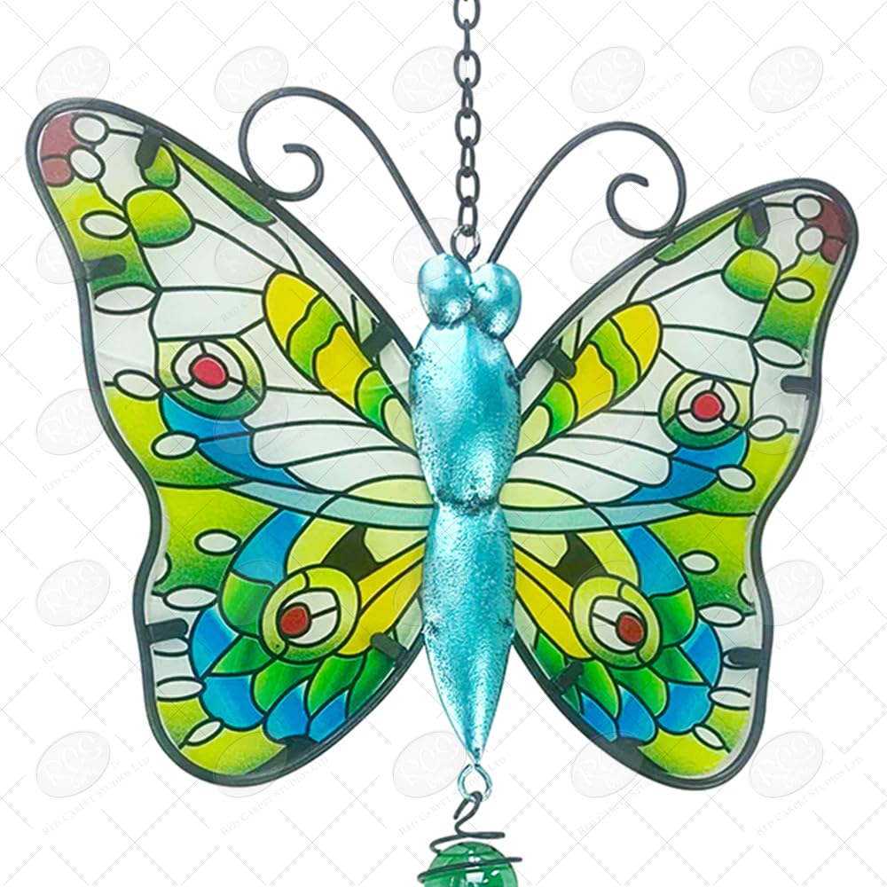 Red Carpet Studios 24-Inch Bronze & Blue Butterfly Cosmix Spinner - Elegant Home & Office Decor for Stress Relief & Focus Enhancement