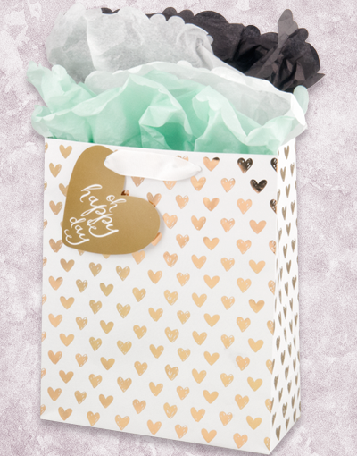 Golden Heart Gift Bags for Garden Party Favors, Wedding Favors, Bridal Shower, Birthday Party Decorations - Elegant and Romantic Gift Packaging