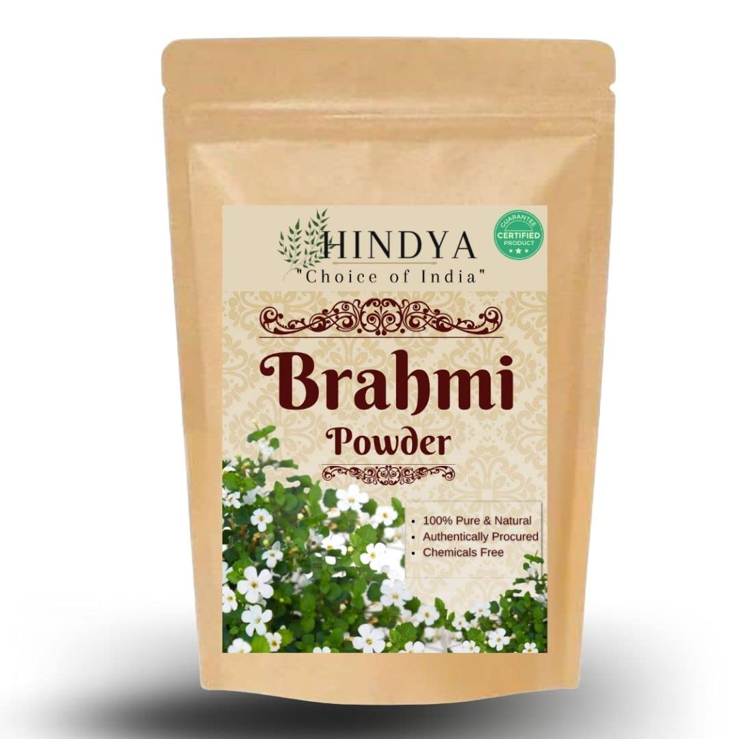 Hindya Ayurvedic 100% Organic Brahmi Powder (Bacopa Monnieri) - 100G for Hair Cleanser & Scalp Care | Natural Unscented Herbal Supplement for Hair Growth & Strength | Perfect for DIY Hair Masks & Ayurvedic Treatments