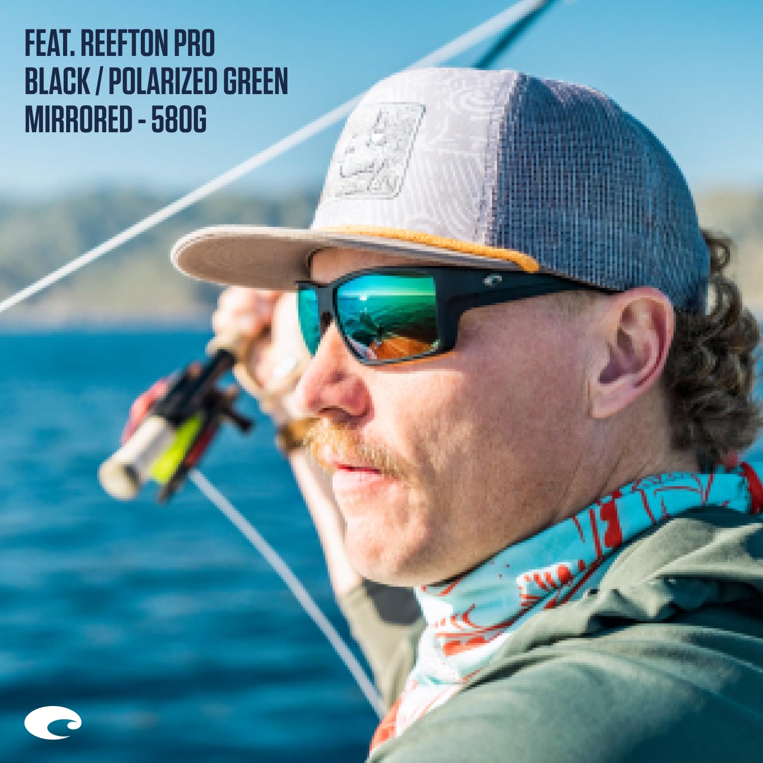 Costa Del Mar Reefton PRO Polarized Sunglasses for Men - UV Protection for Fishing, Boating & Beach - Size 63 - Black/Gray 580G Lenses - Perfect for Outdoor Sports & Summer Activities
