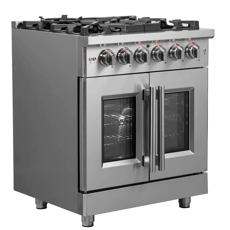 FORNO Massimo 30 Inch Freestanding French Door Gas Range - Stainless Steel FFSGS6439 30
