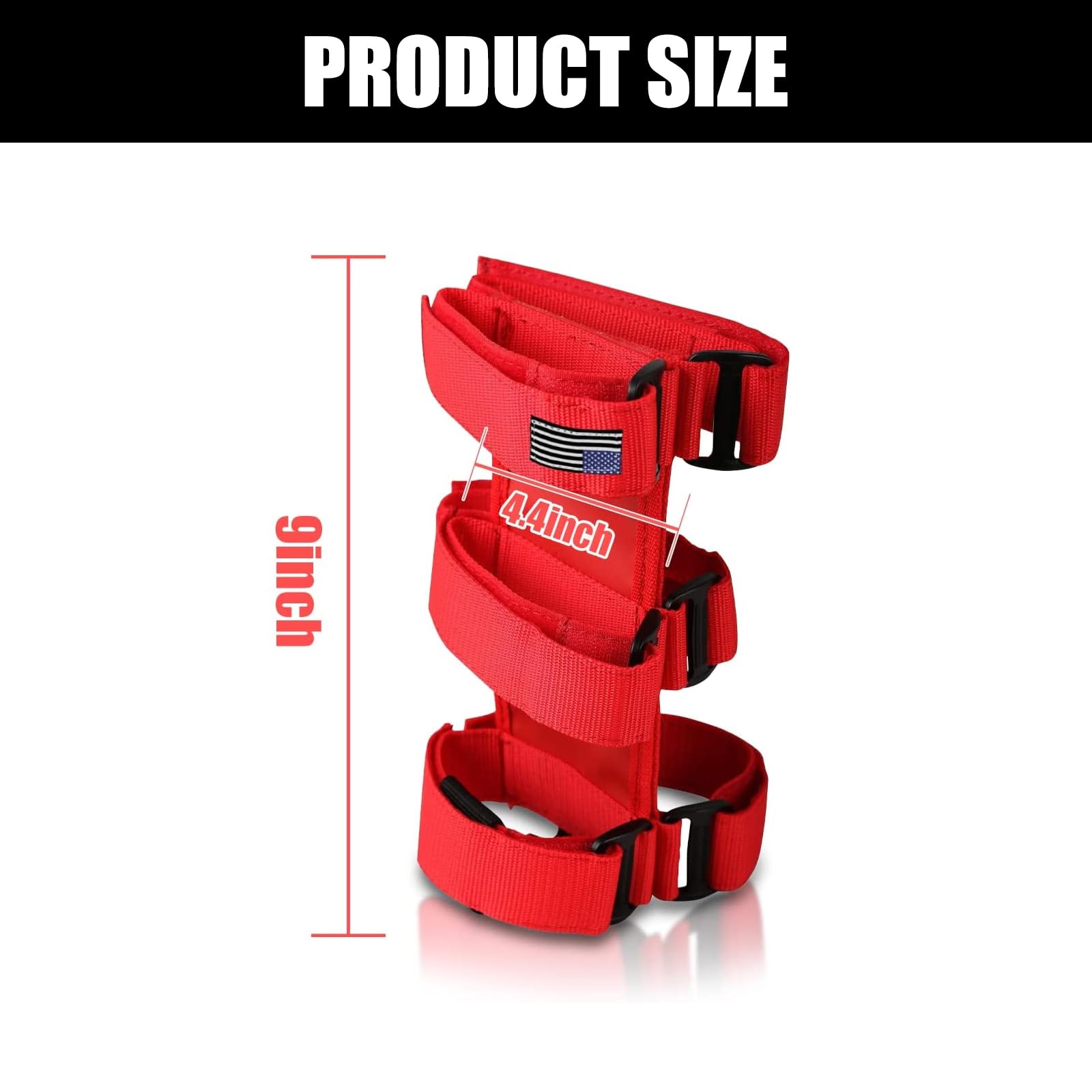 ZKFAR Adjustable Fire Extinguisher Holder with American Flag Design - Universal Roll Bar Mount for Jeep Wrangler 1965-2022 (JK, JKU, TJ, CJ, Gladiator) - Red - Perfect for Off-Road Adventures & Emergency Preparedness