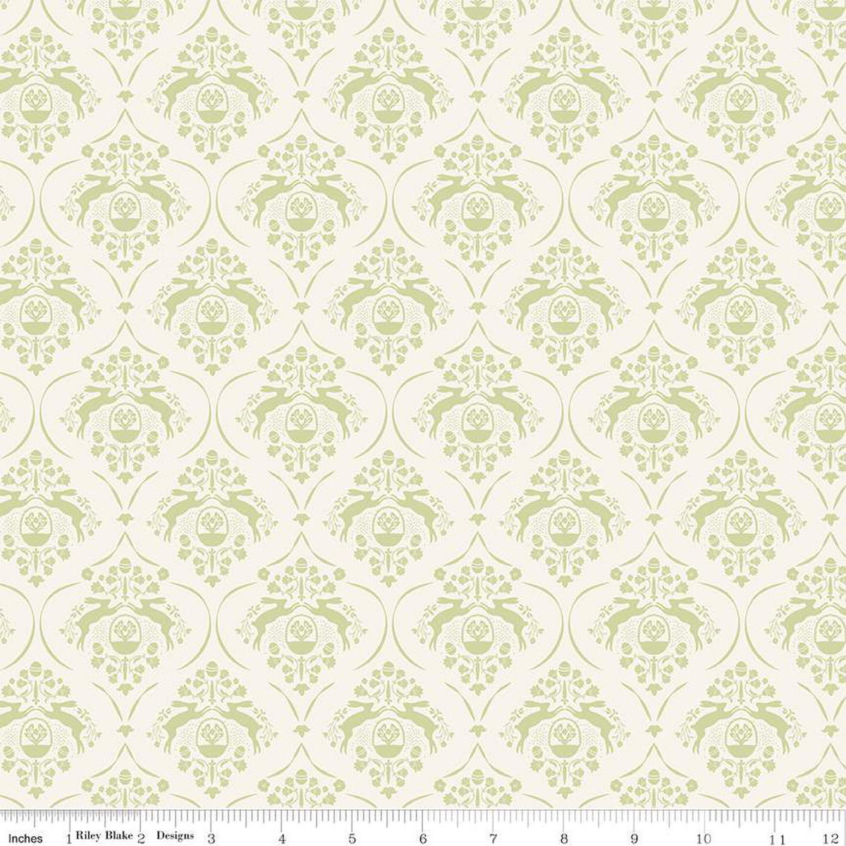 My Mind's Eye Springtime Easter Damask Fabric - Cream (Sold by the Yard) - Perfect for Easter Decor, DIY Crafts, and Home Sewing Projects