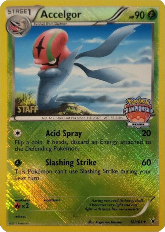 Accelgor (12/101) Championship Series Staff Pokemon Card - Black & White Noble Victories | Rare Collectible for Trading Card Game Battles & Display