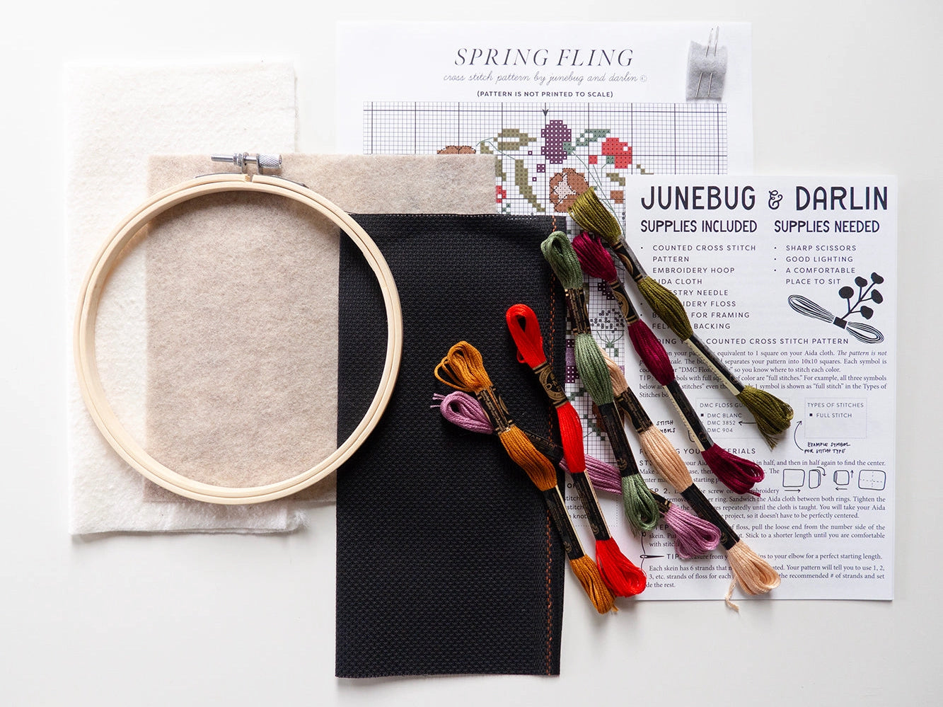 Spring Fling Cross Stitch Kit for Beginners - DIY Floral Embroidery Kit with Pattern, Thread & Needle - Perfect for Home Decor, Gifts & Relaxation