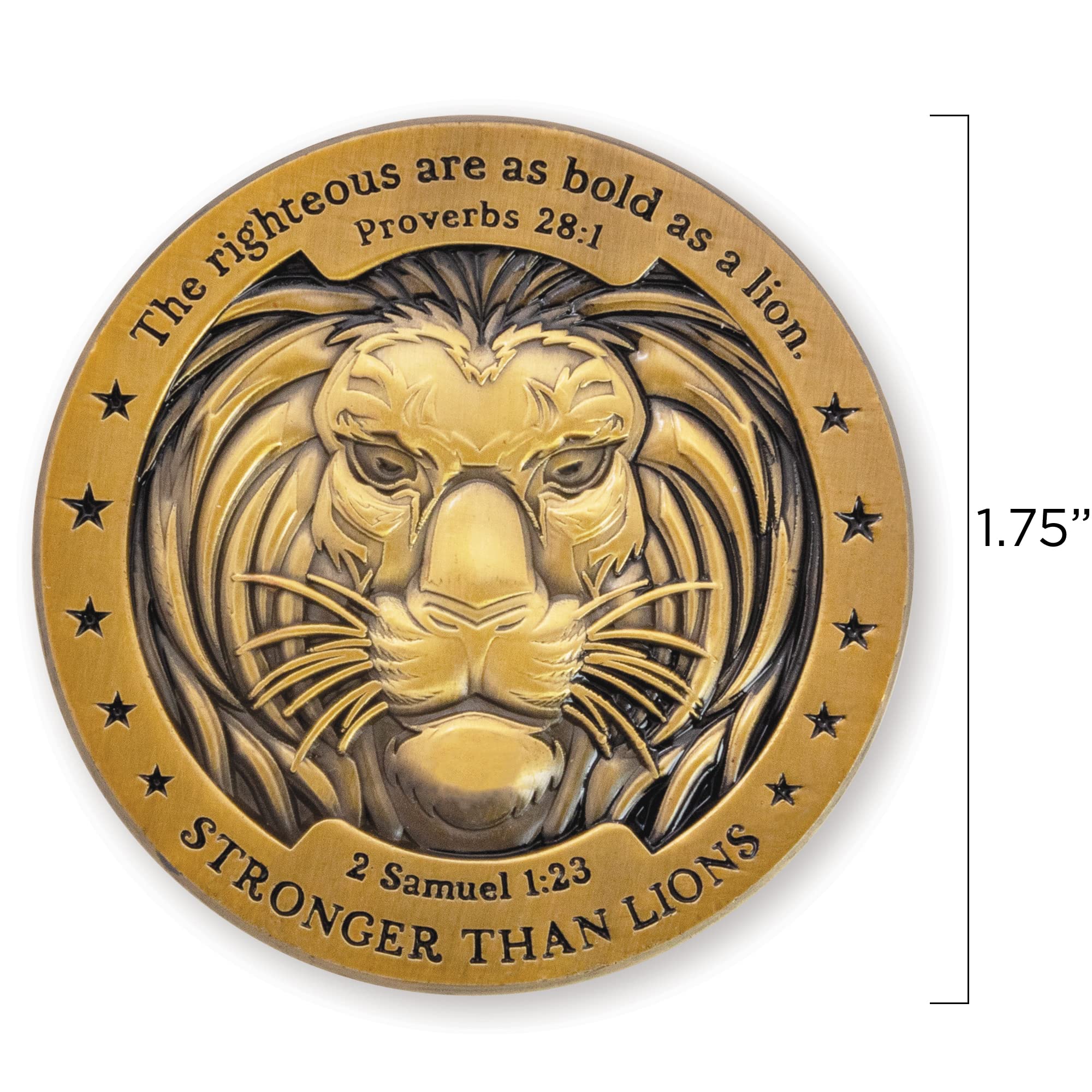 Eagle & Lion Challenge Coin - Bulk Pack of 10 Gold-Plated Christian Gifts for Men - Bible Verse Worry Coin for Prayer & Bible Study - Religious Pocket Tokens for Police, Military & First Responders - Perfect for Daily Devotion, Military Service & Gift Giving