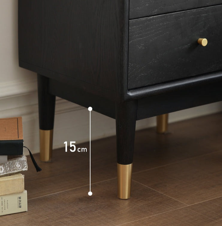 Solid Oak Wood Nightstand in Smoked Finish - Perfect for Bedroom, Living Room, or Office Furniture