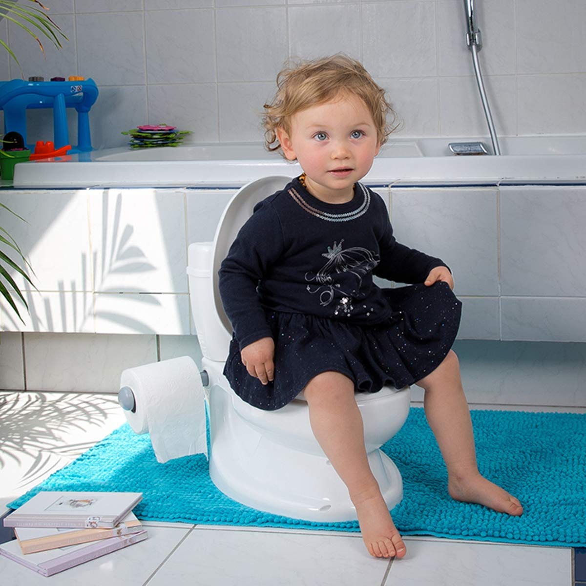 ToyLet Baby & Toddler Potty Training Toilet with Comfortable Seat, Lid, Flushable Wipes Storage & Paper Roll Holder - White | Ideal for Girls & Boys Learning Independence | Perfect for Home, Daycare & Travel Use