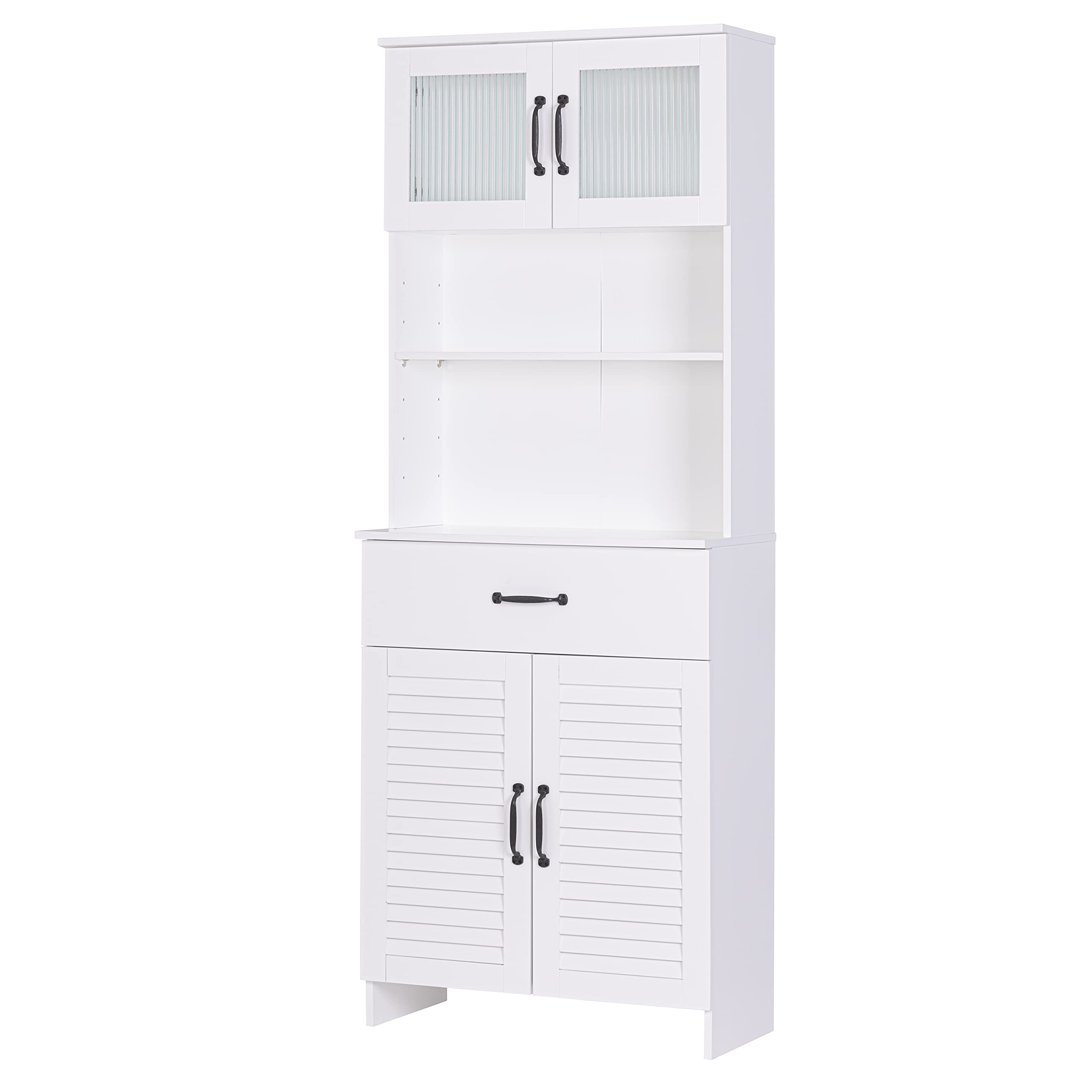 Tall Bathroom Storage Cabinet with Doors & Drawers - White for Bathroom, Living Room, Kitchen