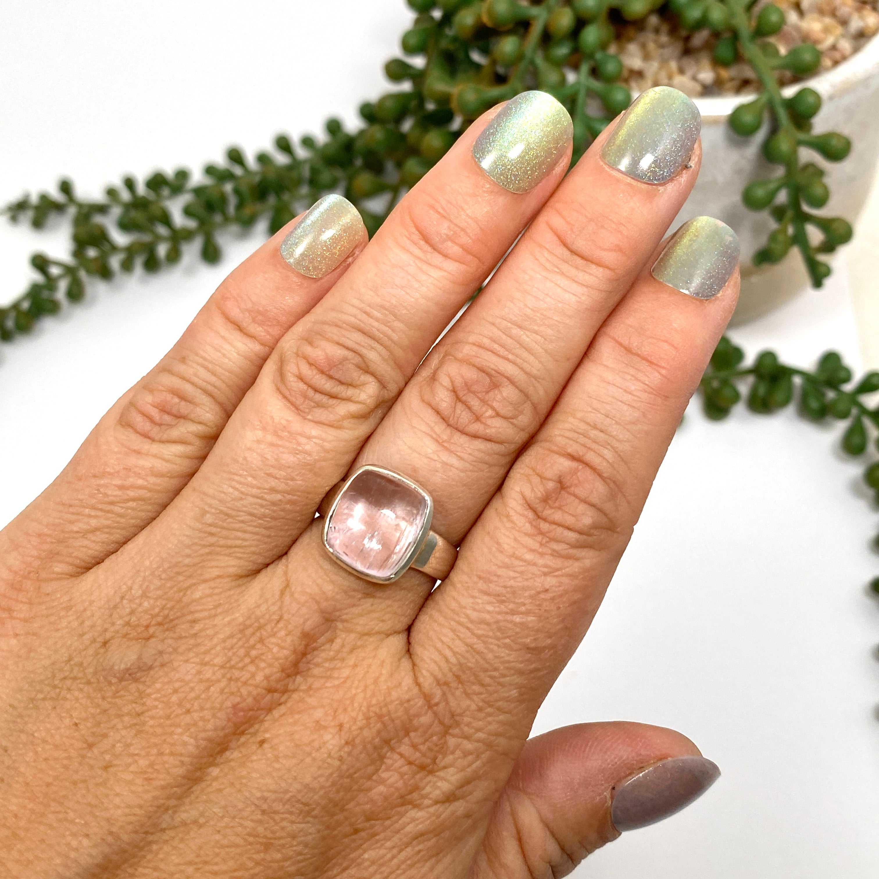 Kunzite Square Ring Size 7.5 PRGJ454 - Elegant Sterling Silver Jewelry for Women, Perfect for Weddings, Anniversaries & Special Occasions