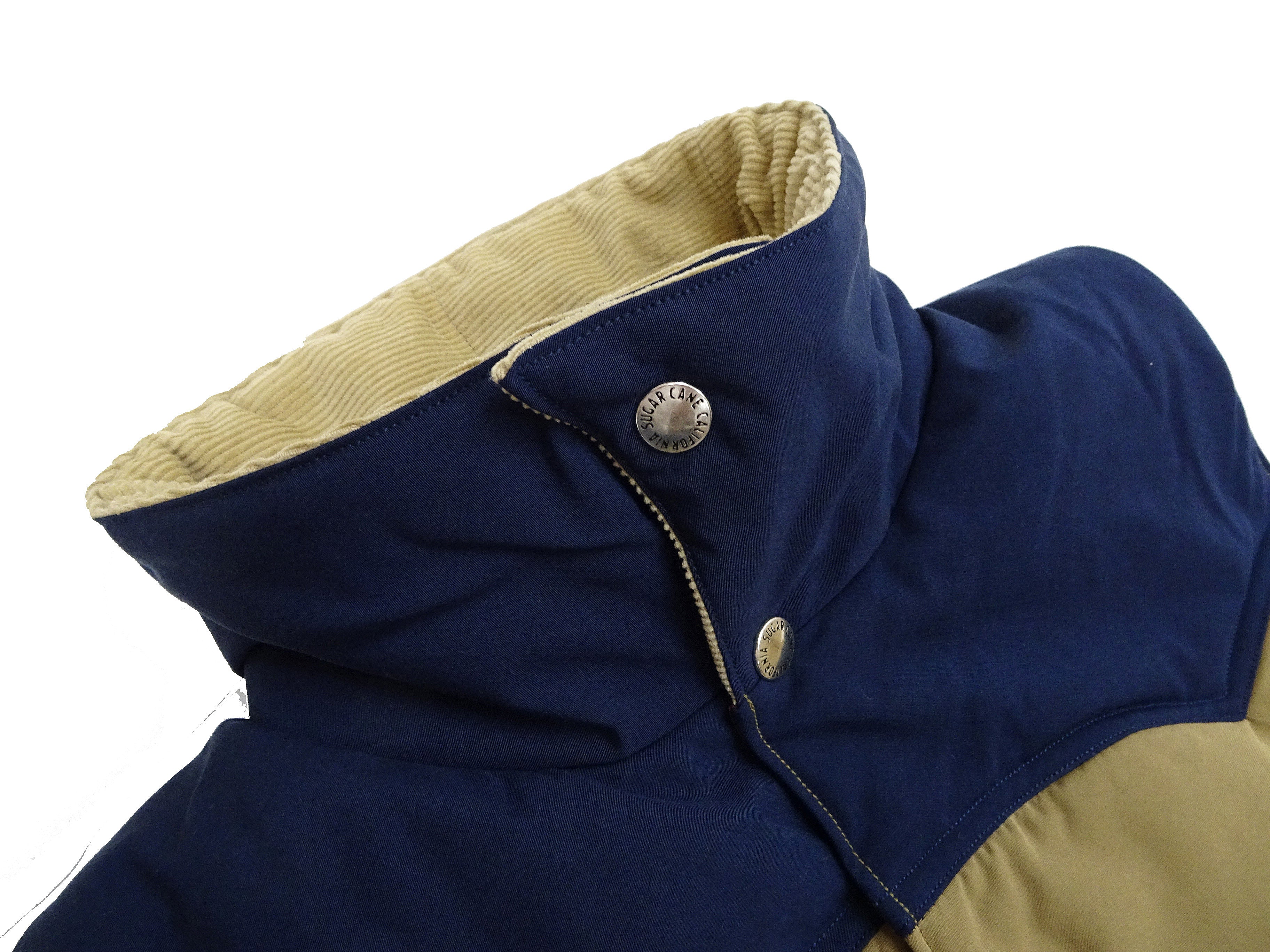Men's Sugar Cane Puffer Vest - Contrast Yoke Panel Padded Jacket SC15400 in Beige/Navy Blue - Warm Winter Outdoor Wear for Hiking & Casual Style