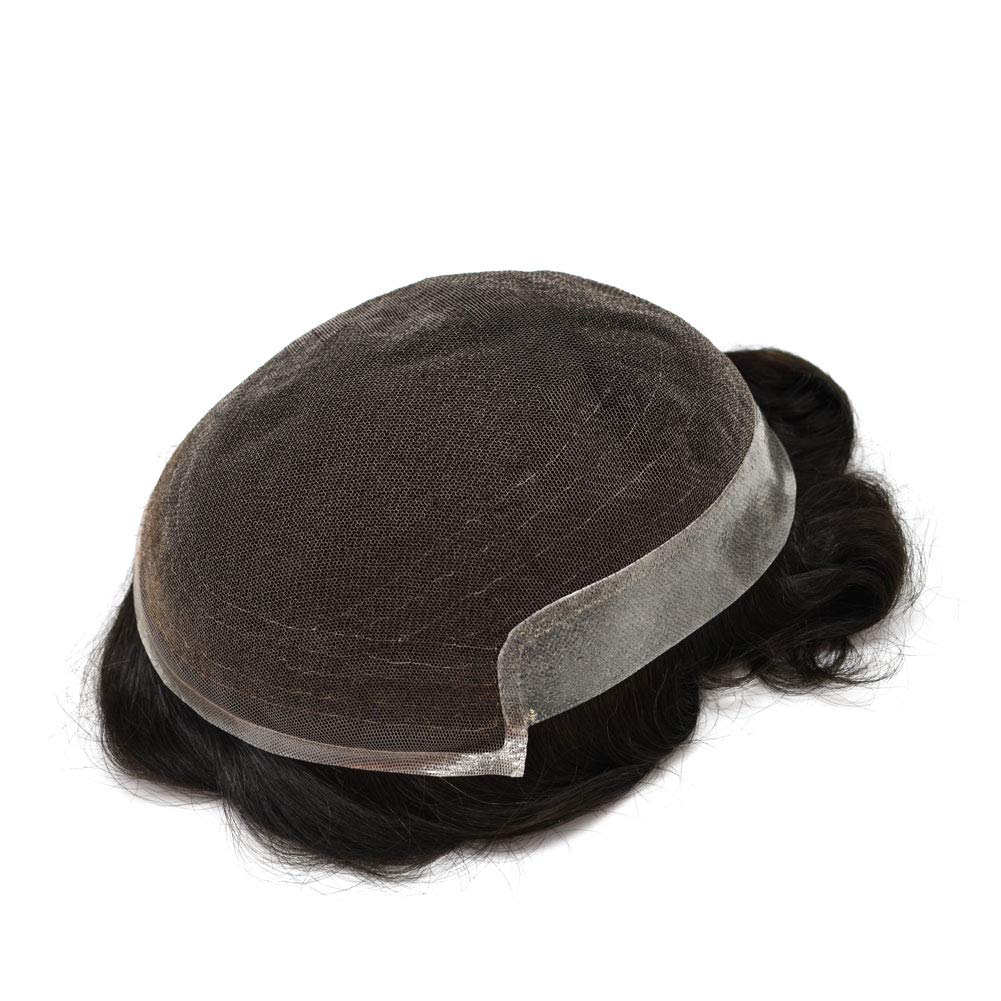Men's Toupee Hairpiece - Transparent French Lace with Bleached Knots & Invisible Hairline - 7x9 Inch Hair System for Thinning Hair & Baldness - Perfect for Daily Wear, Special Occasions & Confidence Boost