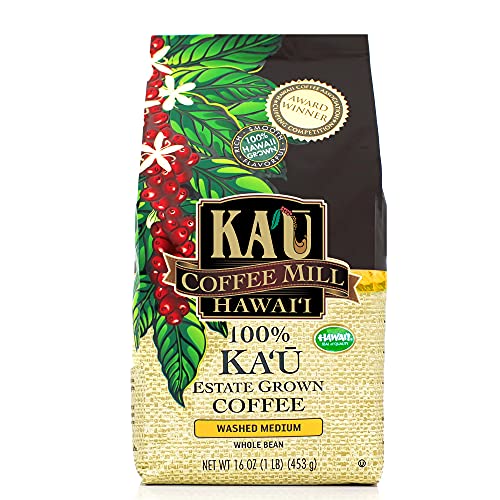 Premium 100% Hawaiian Ka'u Coffee - Medium Roast Whole Bean Coffee (16oz Bag) | Award-Winning Single Origin Specialty Coffee | Perfect for Home Brewing, Gifts & Office Use