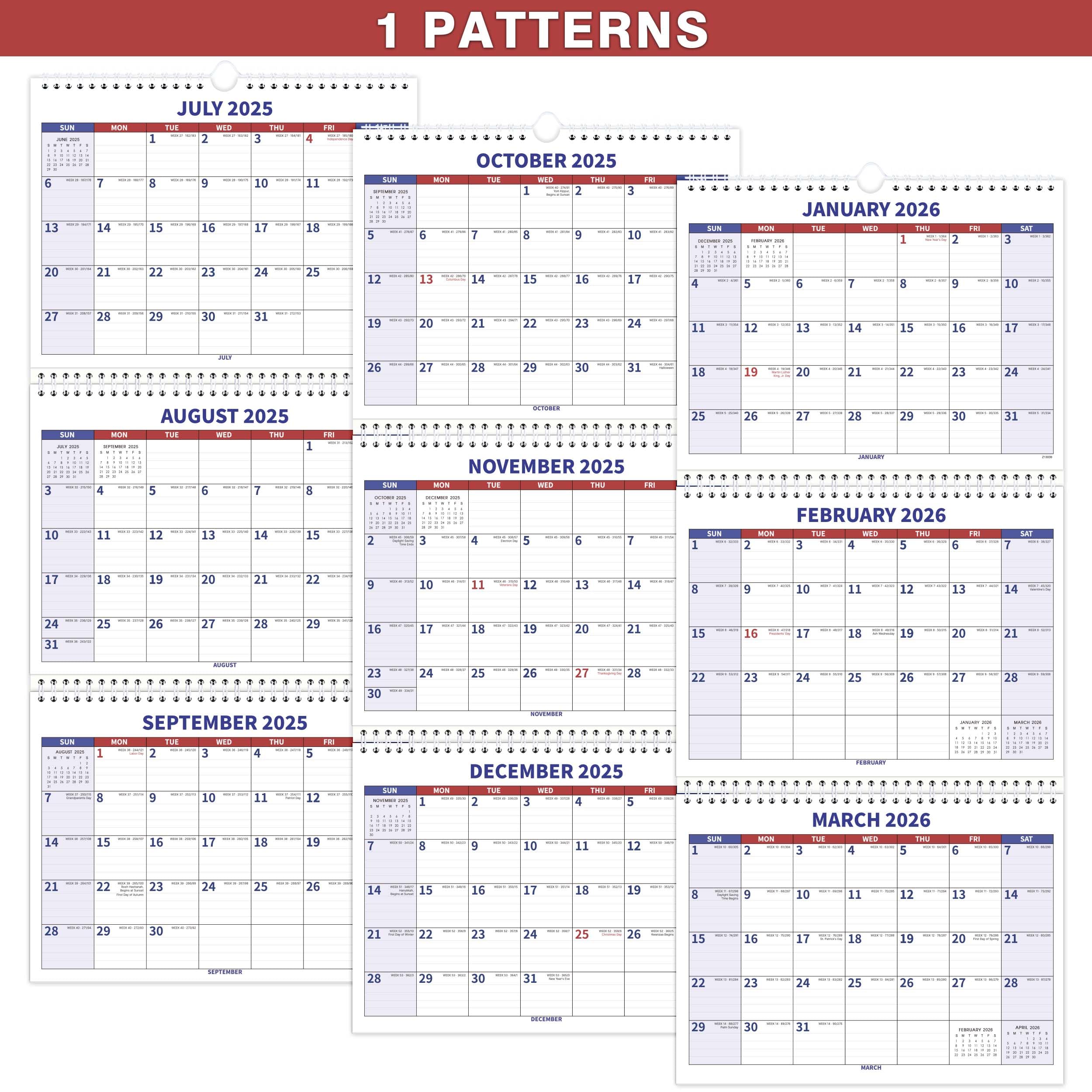 2025-2027 Wall Calendar - 3 Month Vertical Display Planner | July 2025 - June 2027 | 2 Year Academic Calendar with US Holidays | 11