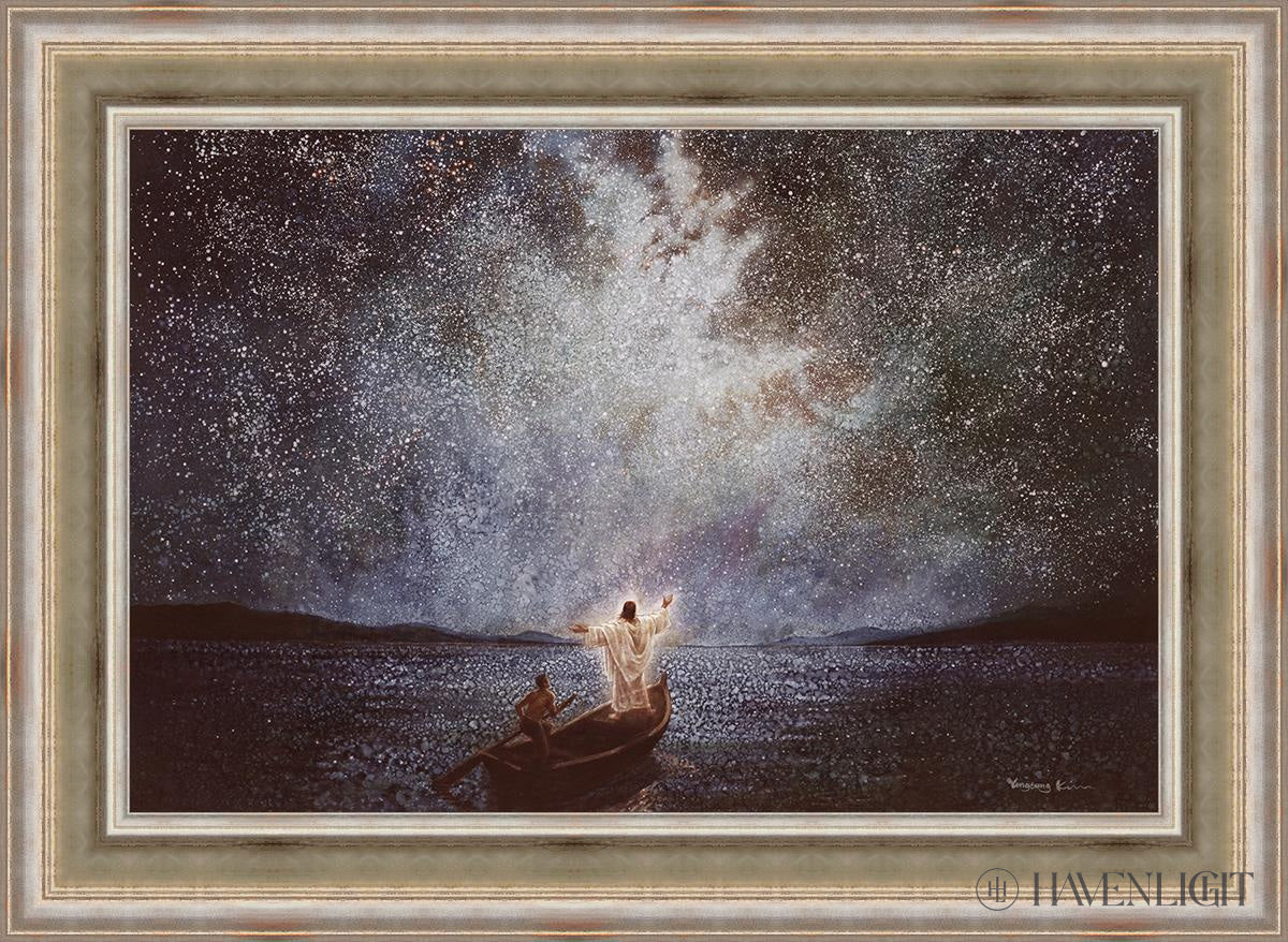 Calm and Stars by Yongsung Kim - Serene Night Sky Wall Art for Home Decor, Office & Meditation Spaces