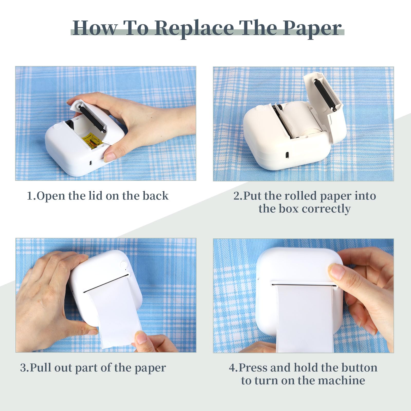 Inkless Mini Sticker Printer for iOS & Android - Portable Sticker Maker with 3 Rolls for Study Notes, Memos, Journals | Perfect for Students, Office Work & Creative Projects (White)