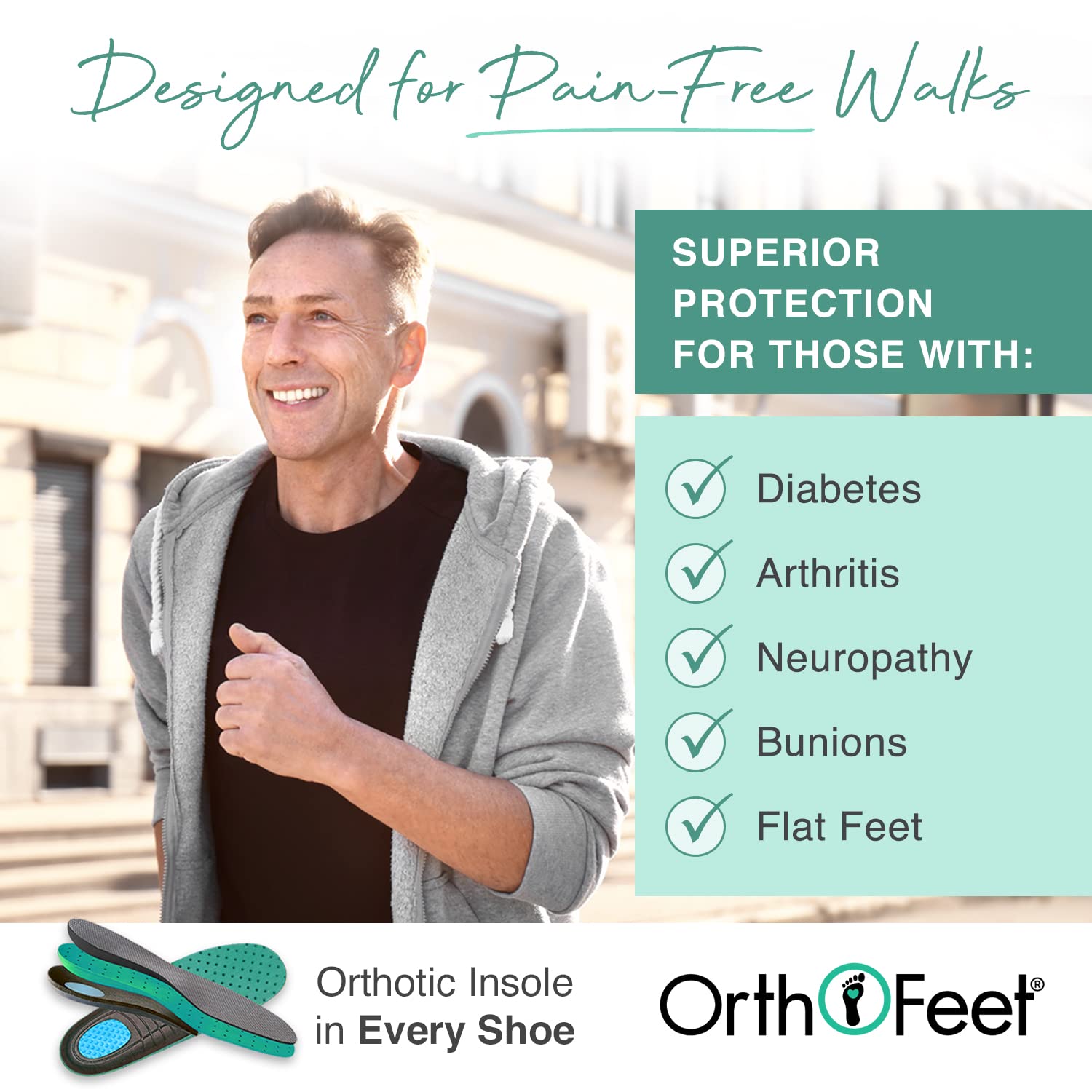 Orthofeet Men's Orthopedic Knit Lava Sneakers - Comfortable Walking Shoes for Plantar Fasciitis, Arthritis & Diabetic Feet - Ideal for Work, Travel & Everyday Wear