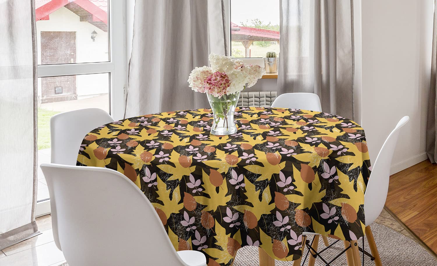 Ambesonne Floral Round Tablecloth 60