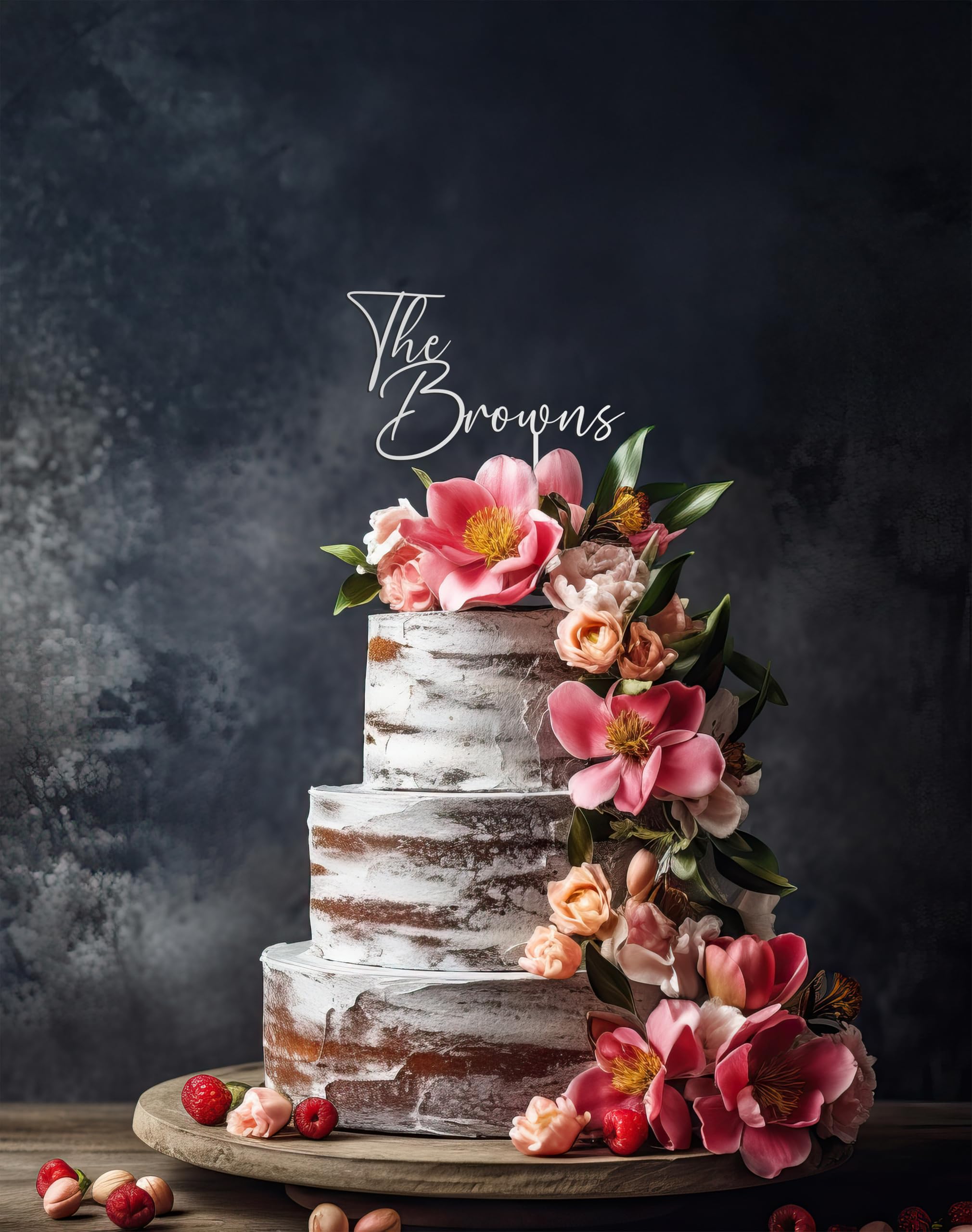 Custom Rustic Wedding Cake Topper - Personalized Mr & Mrs Script Cake Topper for Weddings - Handmade by CreativeLabsCo | Perfect for Rustic, Vintage & Farmhouse Wedding Cakes