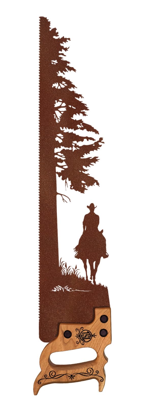 Handmade Western Cowboy Riding Horse by Tree Wall Art - Custom Made Rustic Home Decor for Western Lovers | Perfect for Ranch, Cabin & Southwestern Style Interiors
