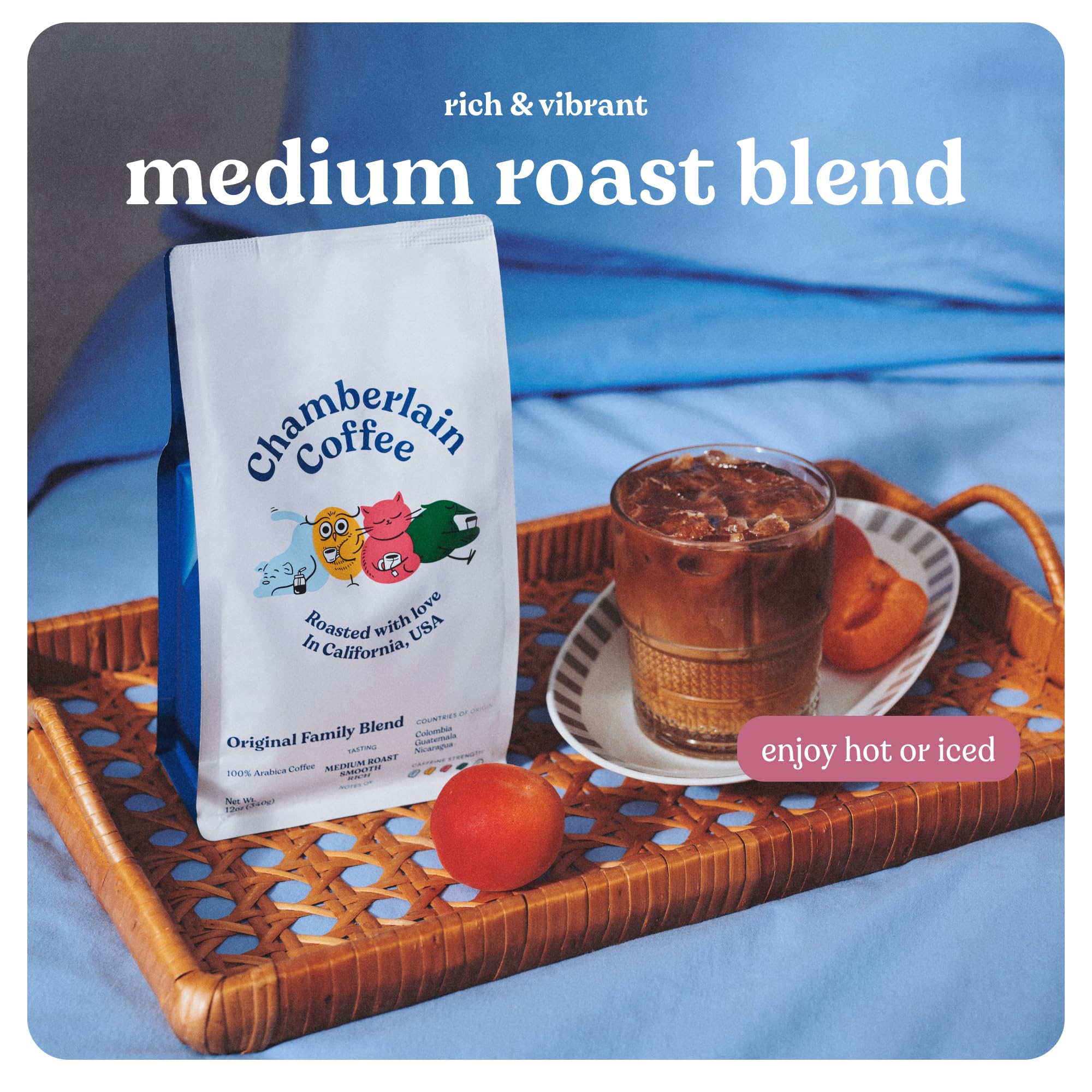 Chamberlain Coffee The Original Family Blend - Medium Roast Ground Coffee with Milk Chocolate, Almond & Black Cherry Notes - Freshly Roasted Specialty Coffee in California - 12 oz - Perfect for Morning Brew, Office Break & Gift Giving