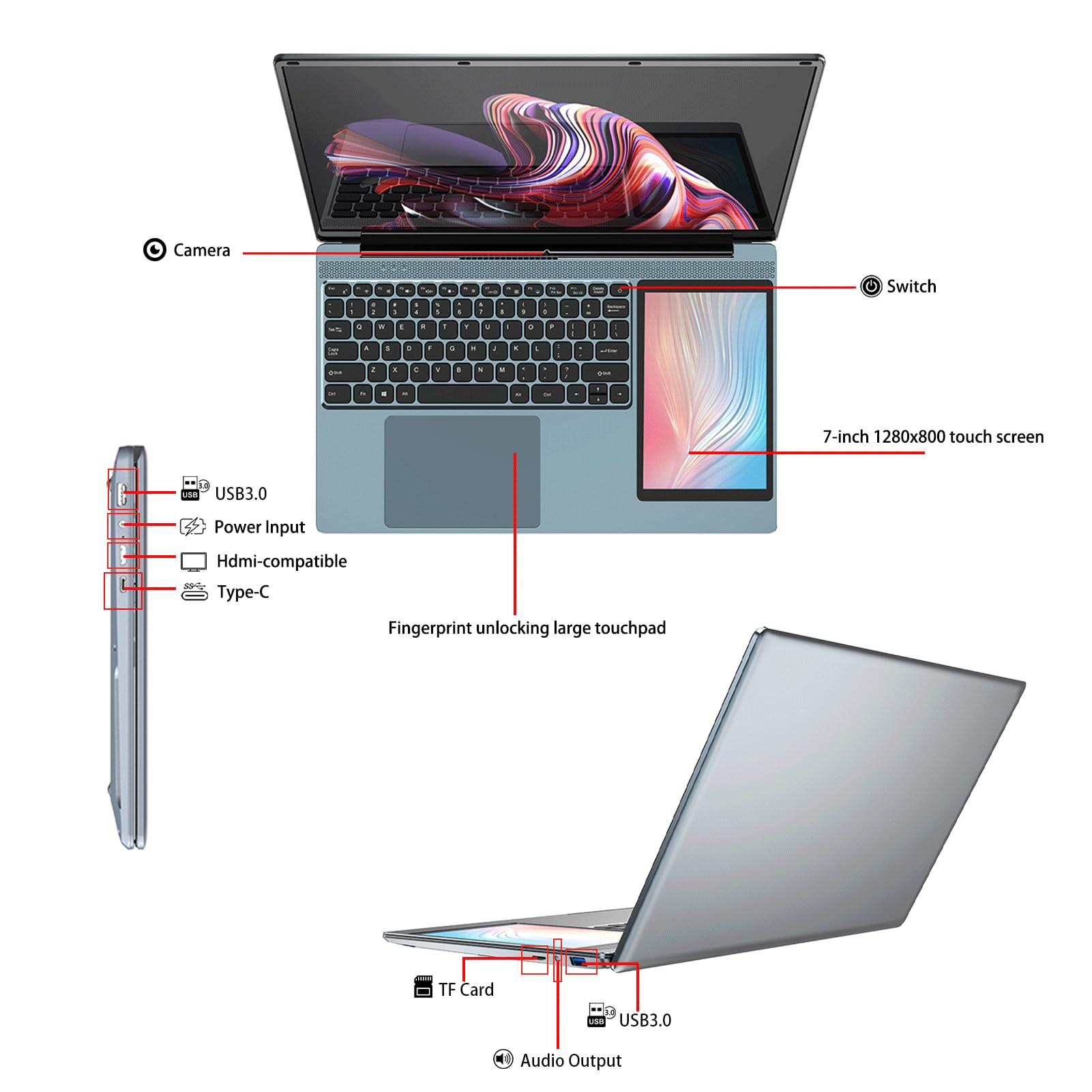 KingnovyPC Dual Screen Laptop 15.6