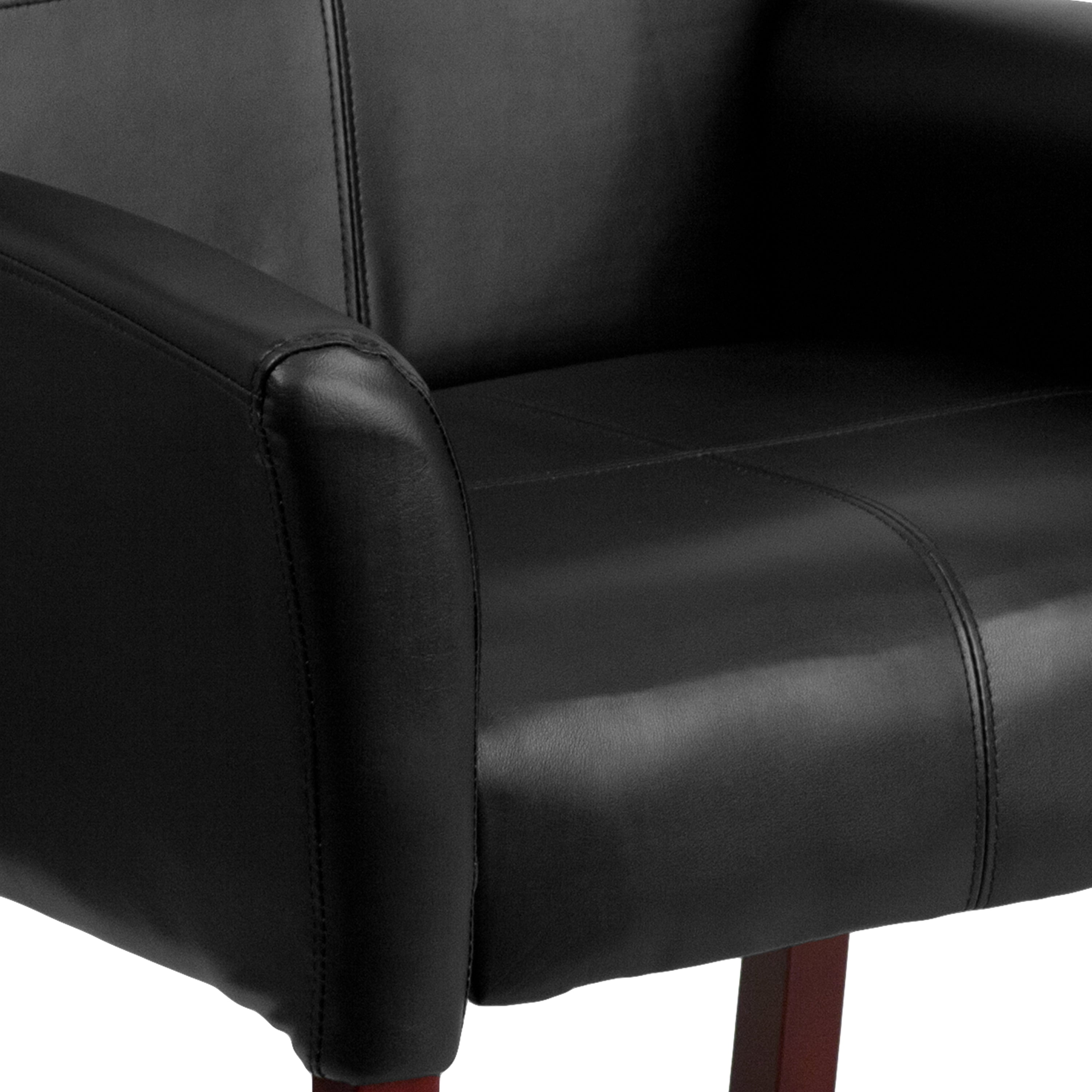 Premium Taylor Black LeatherSoft Executive Side Reception Chair with Mahogany Legs - Stylish Office Furniture for Reception Areas, Waiting Rooms & Conference Rooms