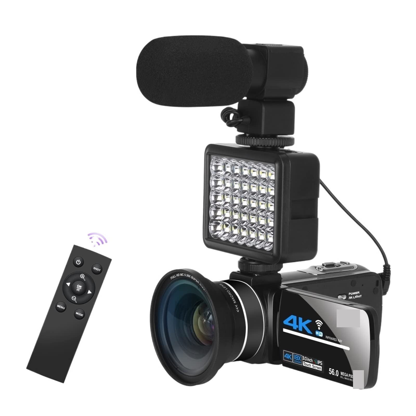 BODORME 4K Camcorder with Night Vision - 58MP Vlog Camera for Live Streaming & Photography (64G SD Card Included) - Perfect for Travel & Events