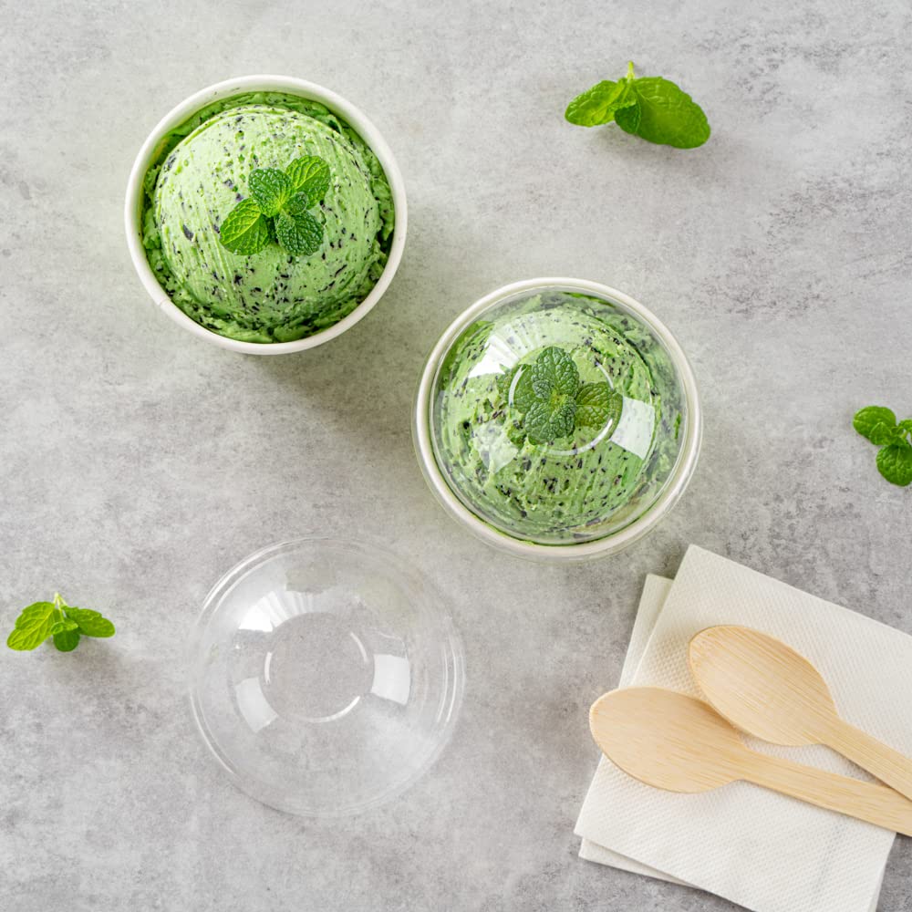 50 Pack Clear Plastic Dome Lids for 5oz Coppetta To-Go Cups - Disposable Dessert Cup Lids - Perfect for Ice Cream, Parfaits & Takeaway Desserts in Restaurants, Cafes & Bakeries