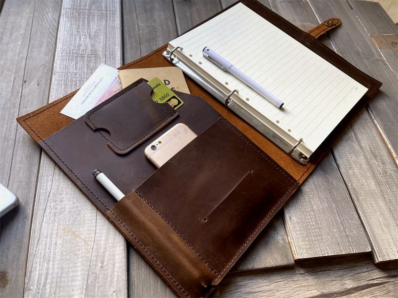 Personalized Refillable Leather Journal Binder Folio - Custom Notebook Organizer for Writing, Sketching & Planning - Perfect for Travel, Office & Gift Giving