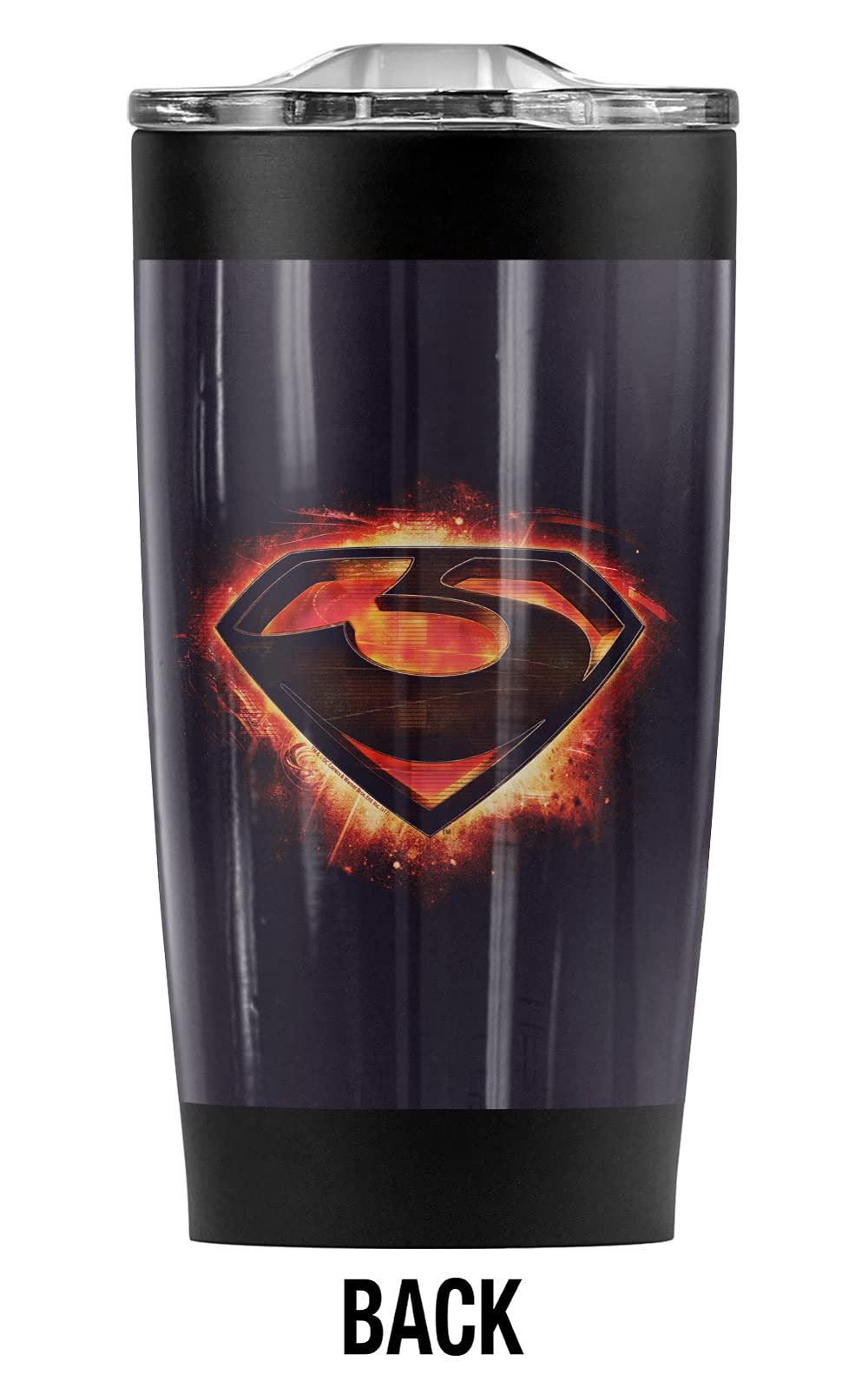 Superman Man of Steel Glowing Zod Shield 20oz Stainless Steel Tumbler - Vacuum Insulated Double Wall Coffee Travel Mug with Leakproof Sliding Lid | Keeps Hot & Cold Beverages Perfect Temperature | Ideal for Office, Gym, Camping & Road Trips
