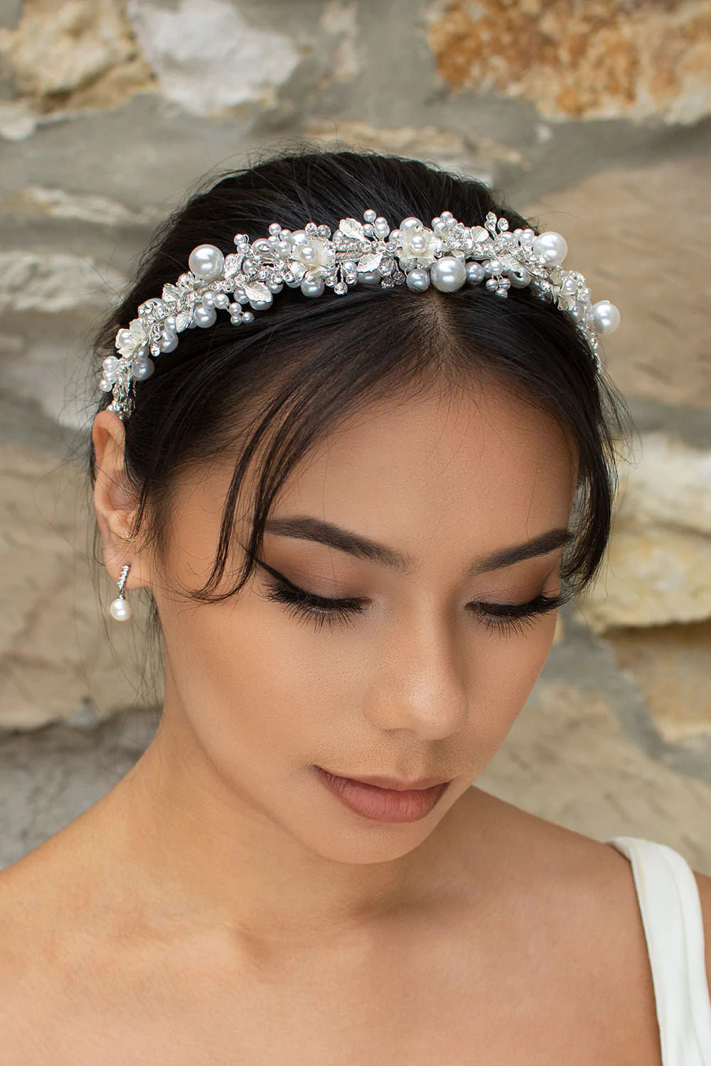 Layla Pearl Crystal Floral Bridal Headband - Elegant Wedding Hair Accessory for Bride, Bridesmaids & Special Occasions