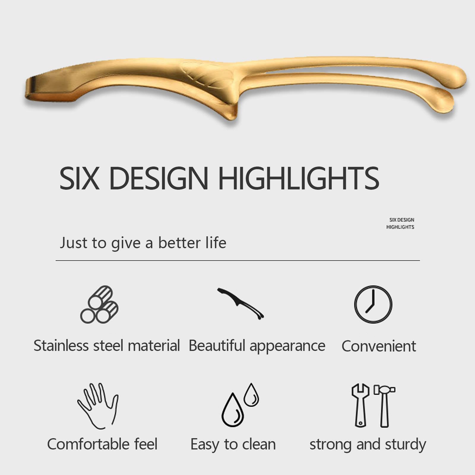Premium Stainless Steel Grill Tongs - 12 Inch Self-Standing Kitchen Tongs for Cooking, BBQ, Salad, Buffet & Camping - Perfect for Korean & Japanese Barbecue, Oven Use & Serving - Pack of 1 (Gold)