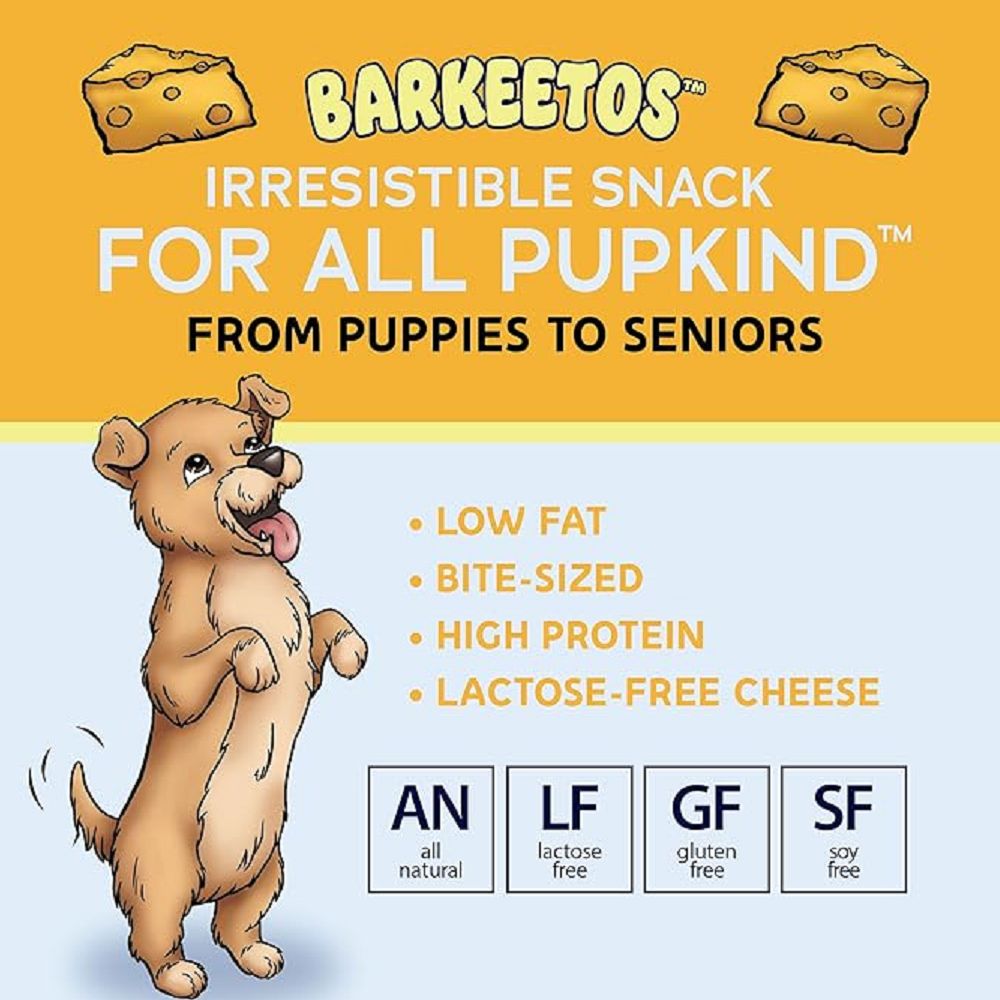 Barkeetos Cheese Dog Crunchy Treats - Natural & Delicious Dog Snacks for Training & Rewards - Perfect for Small & Medium Dogs